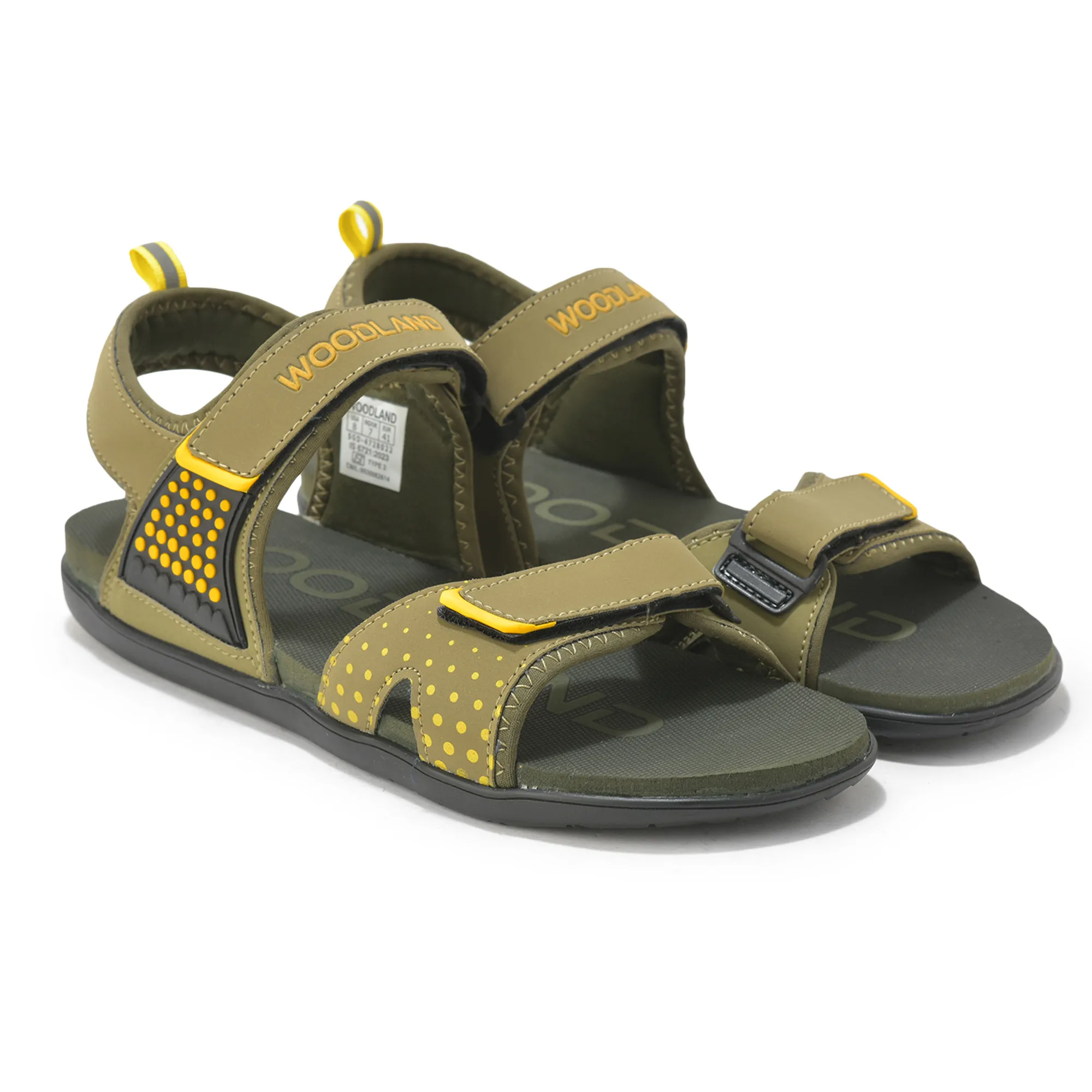 Olive/Yellow Sports Sandal for Men - Thumbnail 8