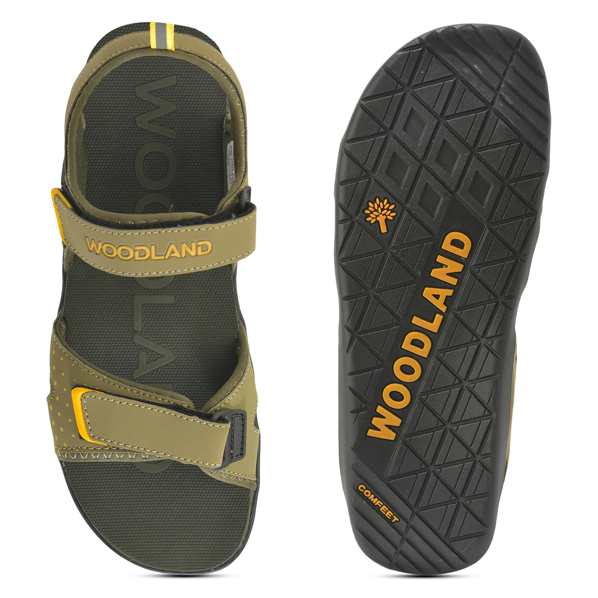 Olive/Yellow Sports Sandal for Men - Thumbnail 9
