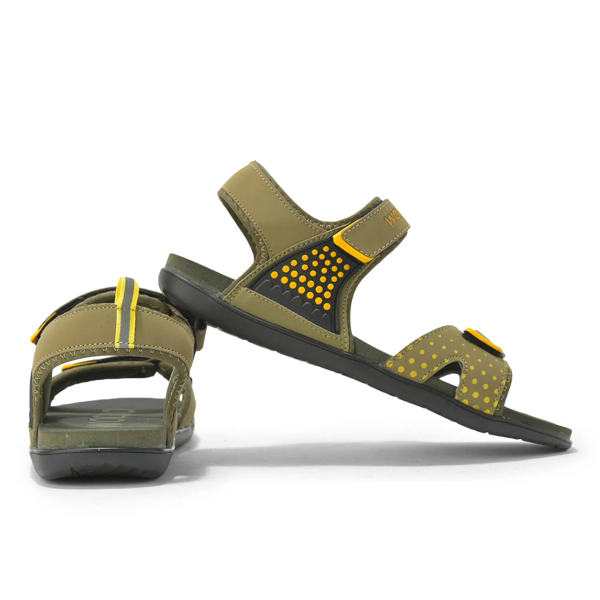 Olive/Yellow Sports Sandal for Men - Thumbnail 10