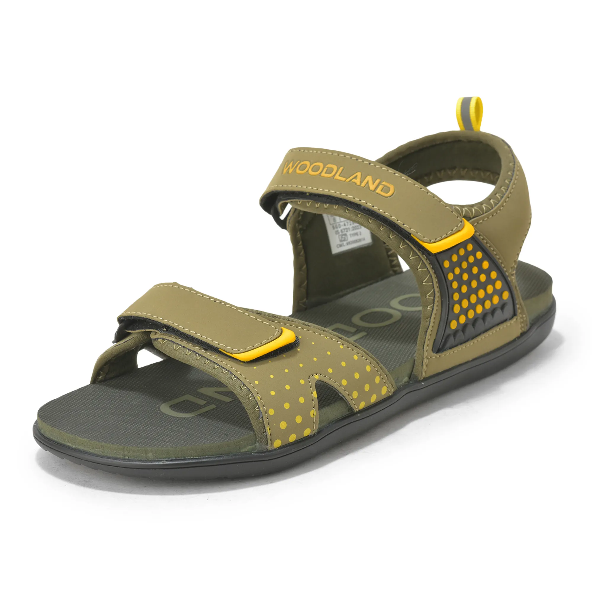 Olive/Yellow Sports Sandal for Men - Thumbnail 11