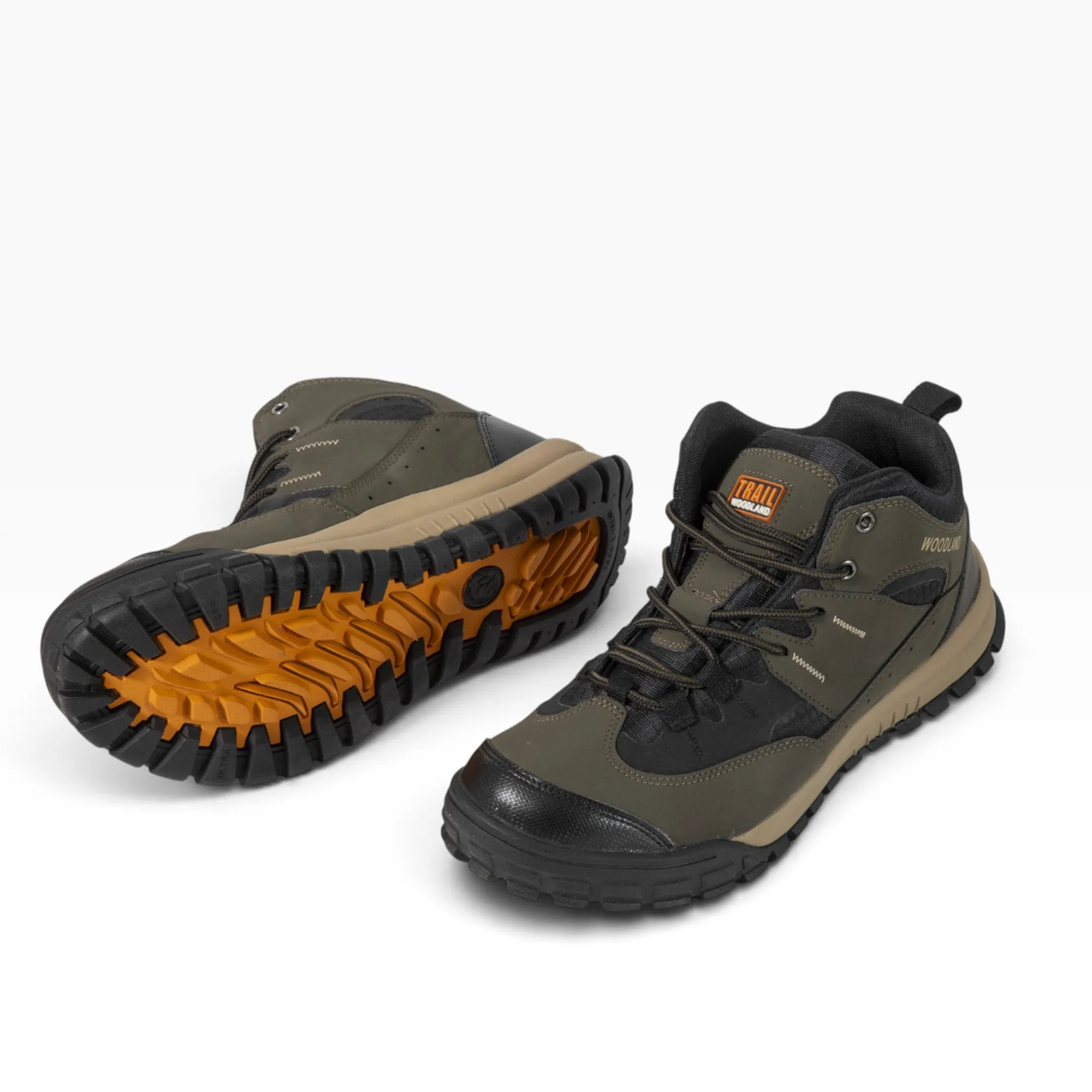 Woodland Men Olive Outdoor Mid-Top Boots - Thumbnail 12