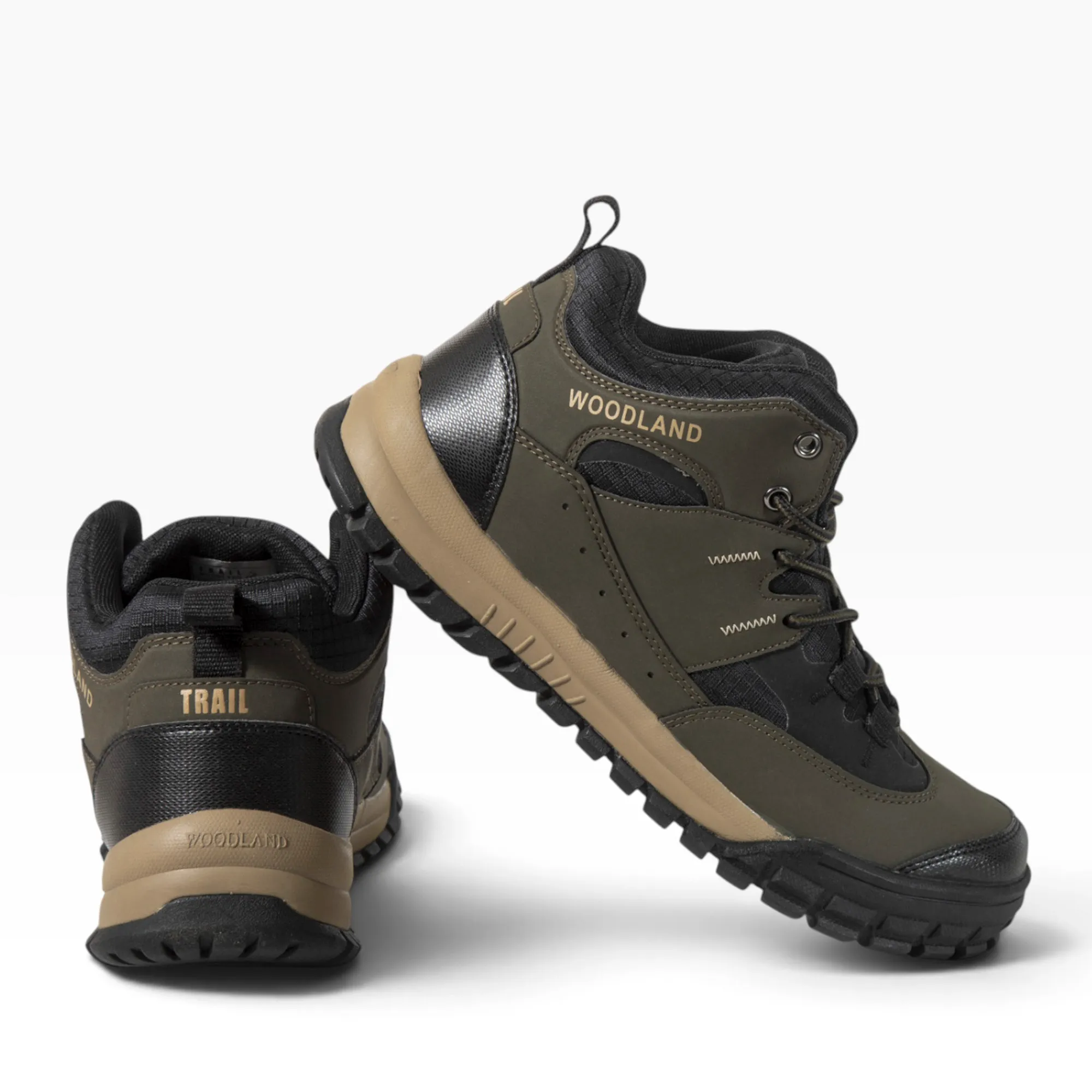 Woodland Men Olive Outdoor Mid-Top Boots - Thumbnail 3