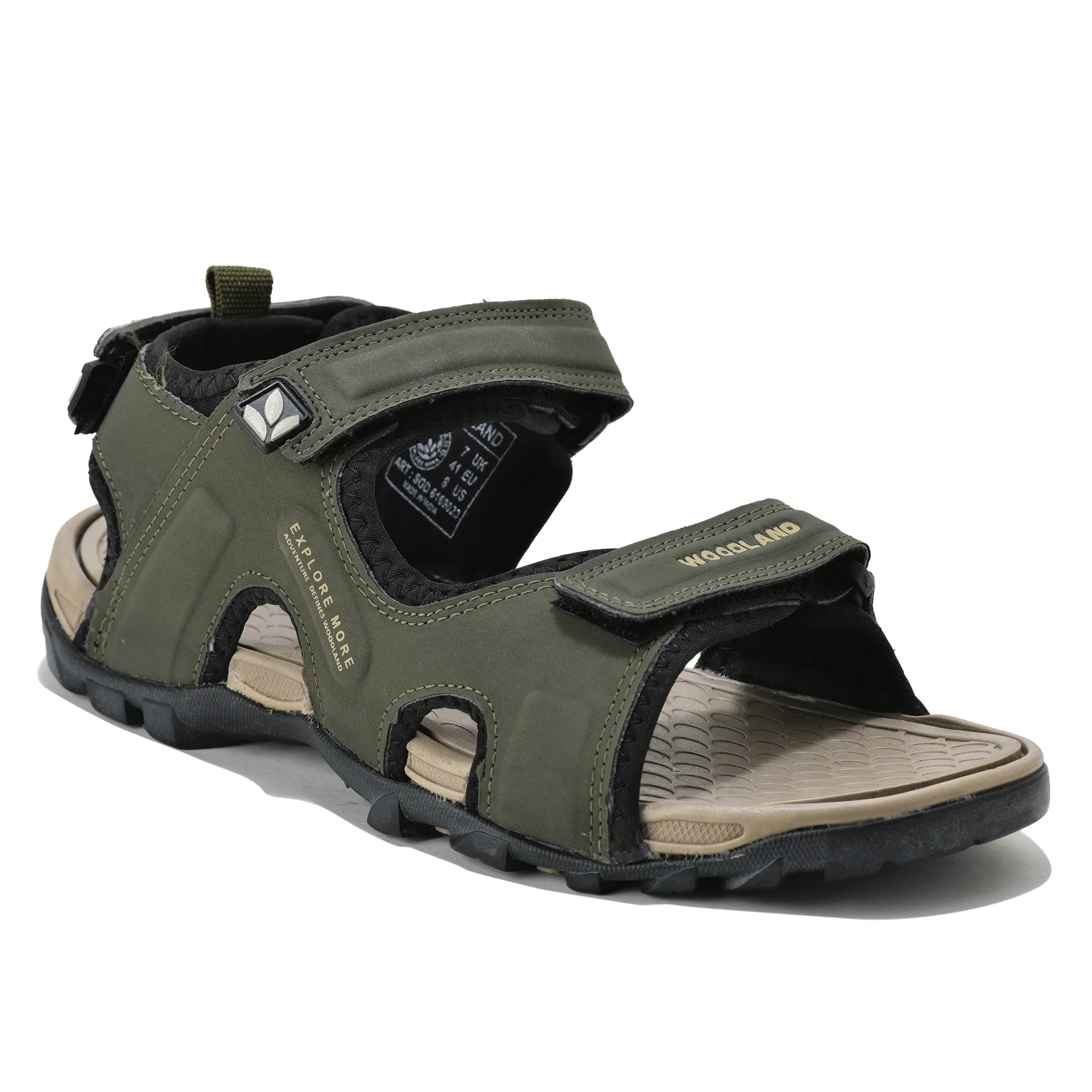 Woodland Men Olive Grreen Sports Sandals - Thumbnail 3