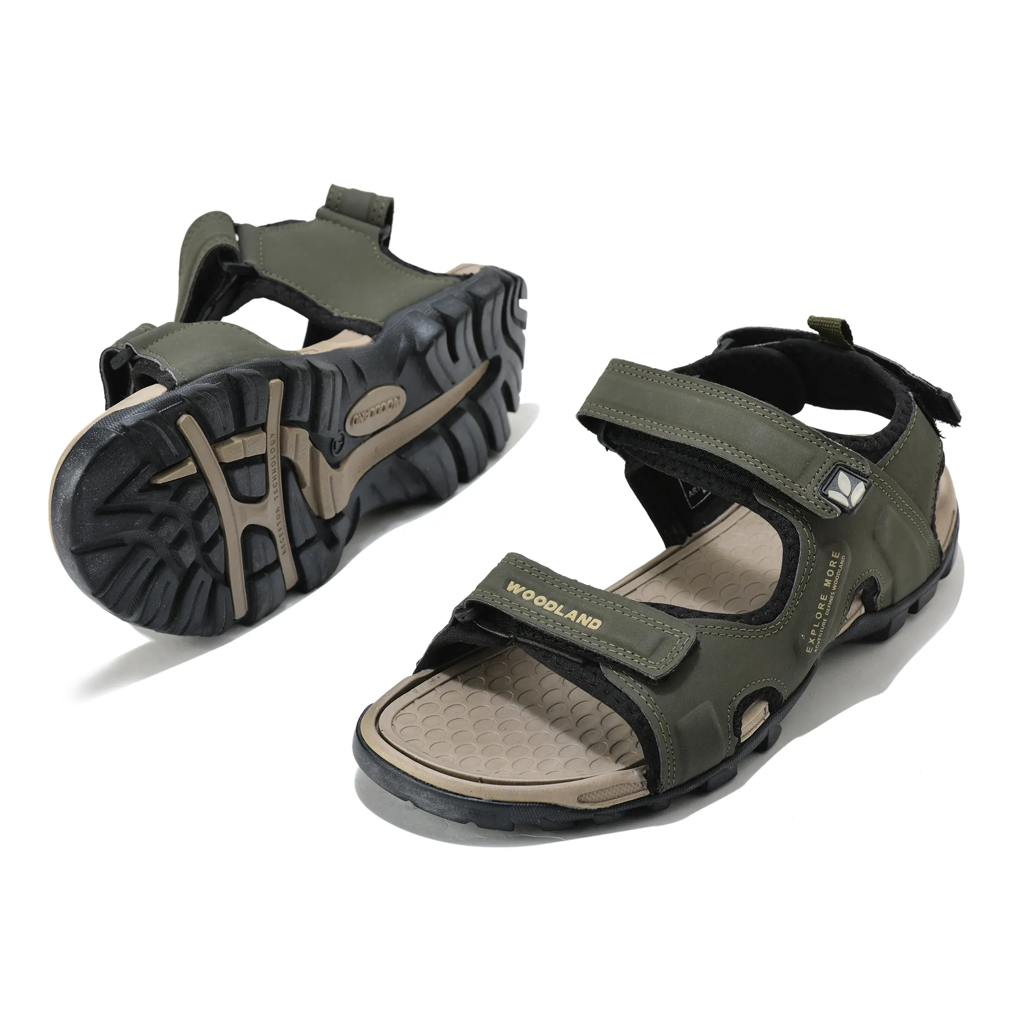Woodland Men Olive Grreen Sports Sandals - Thumbnail 6