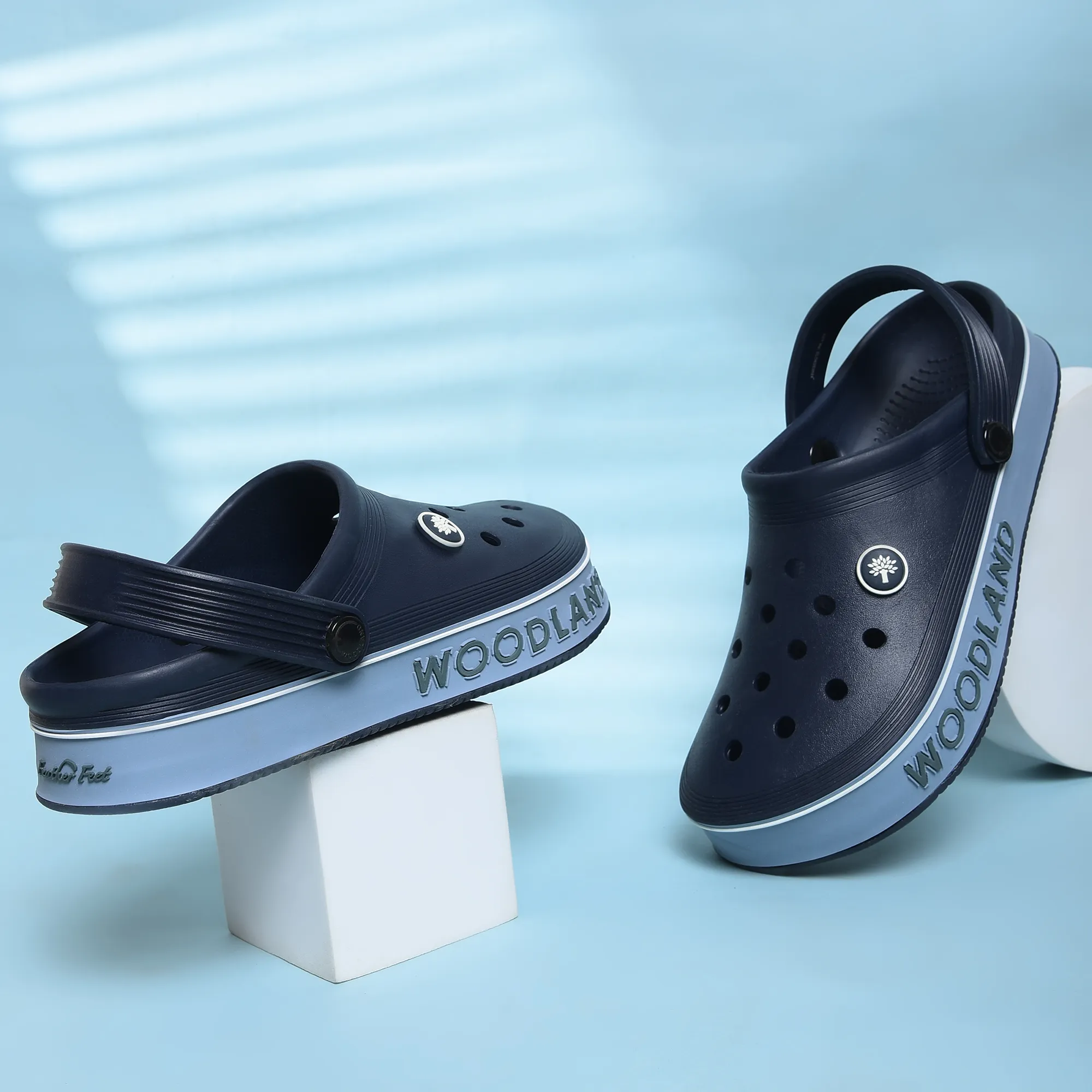 Woodland Blue / Navy Slipper Sliders For Men - Thumbnail 9