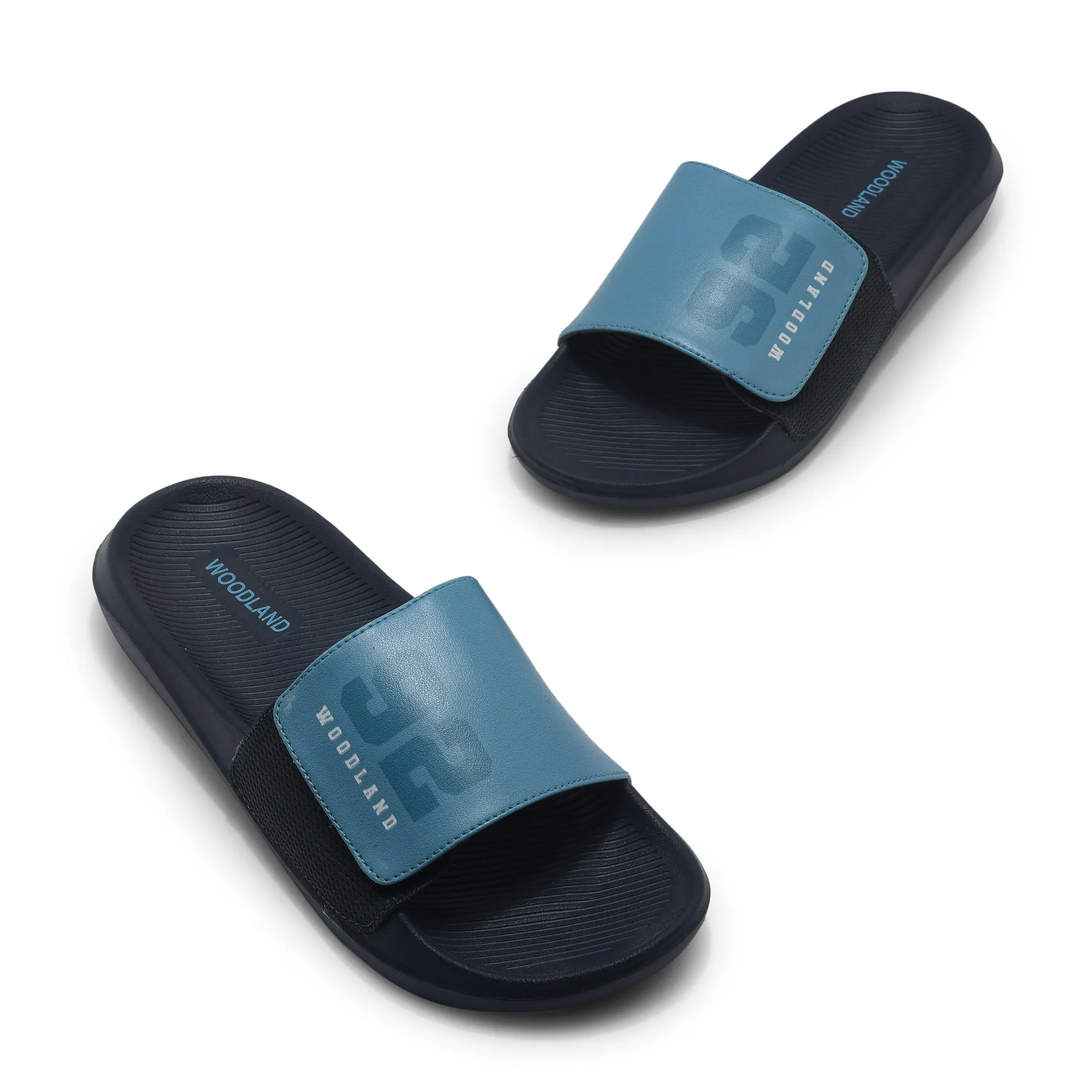 Woodland Dusk Blue / Brown Slipper Sliders For Men - Thumbnail 2