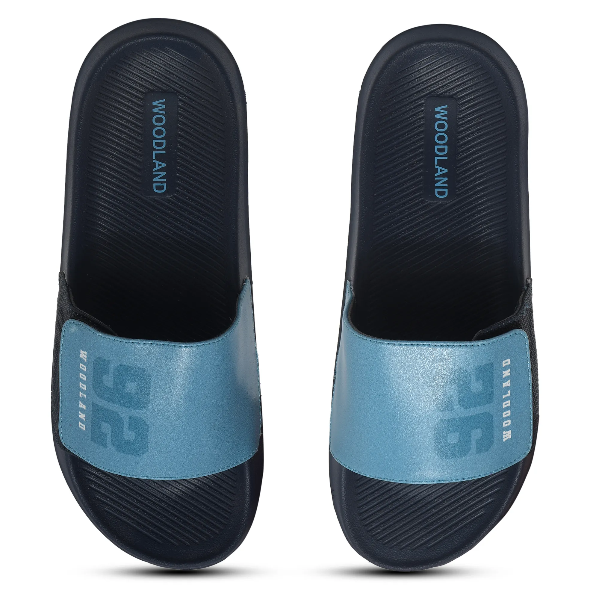 Woodland Dusk Blue / Brown Slipper Sliders For Men - Thumbnail 4