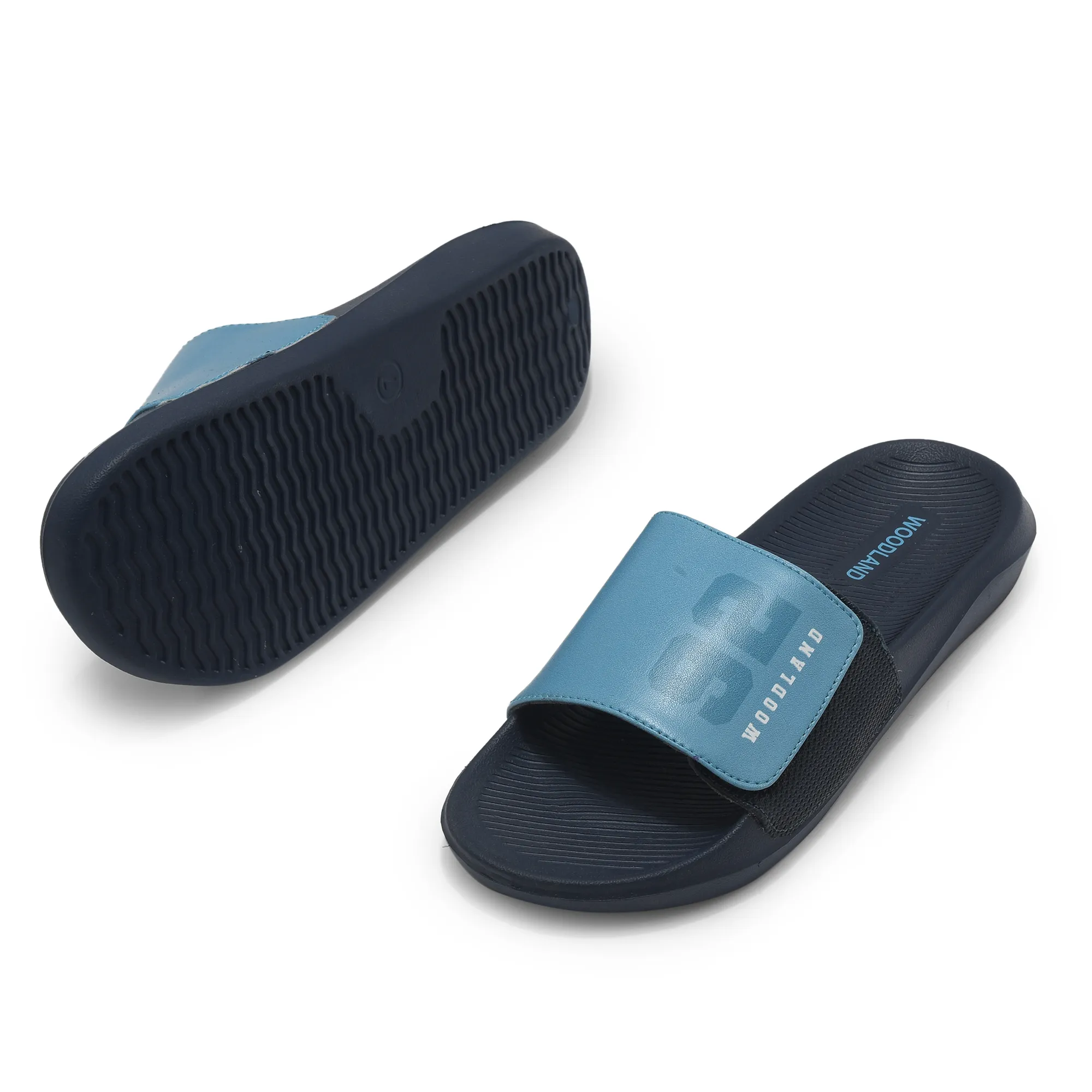 Woodland Dusk Blue / Brown Slipper Sliders For Men - Thumbnail 5