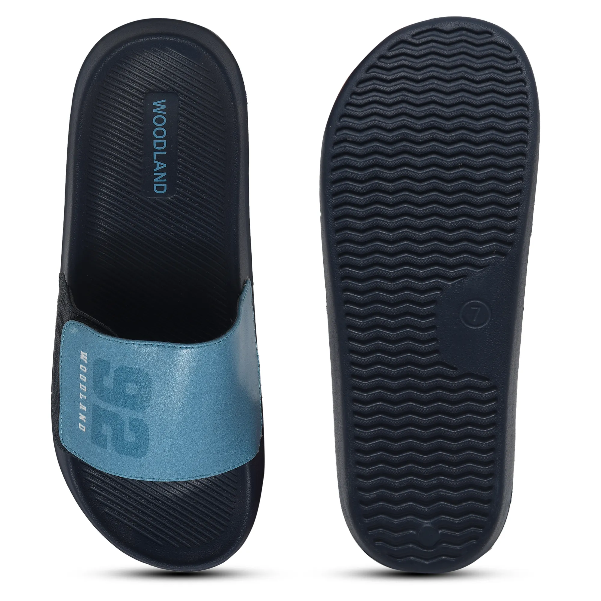 Woodland Dusk Blue / Brown Slipper Sliders For Men - Thumbnail 8