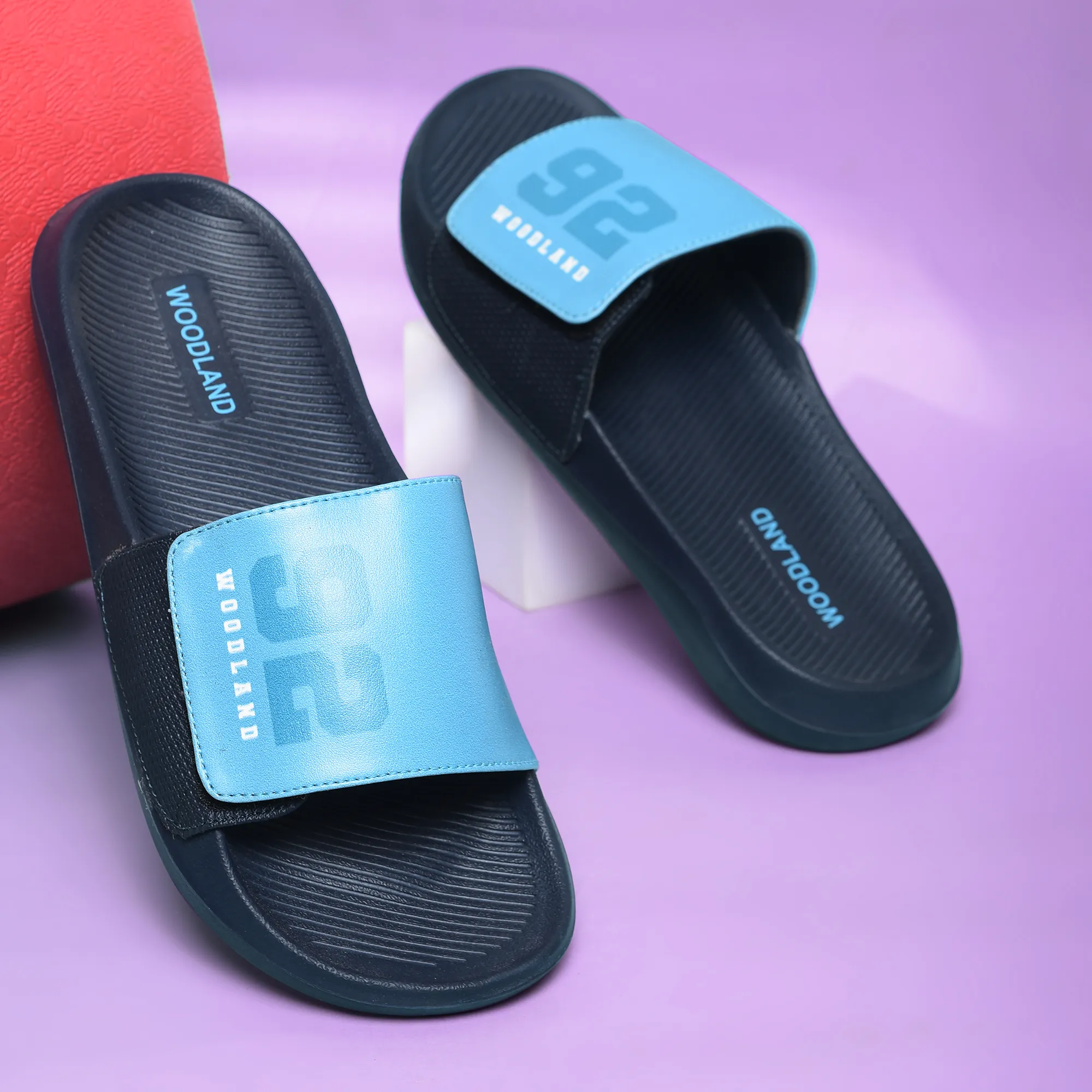 Woodland Dusk Blue / Brown Slipper Sliders For Men - Thumbnail 9