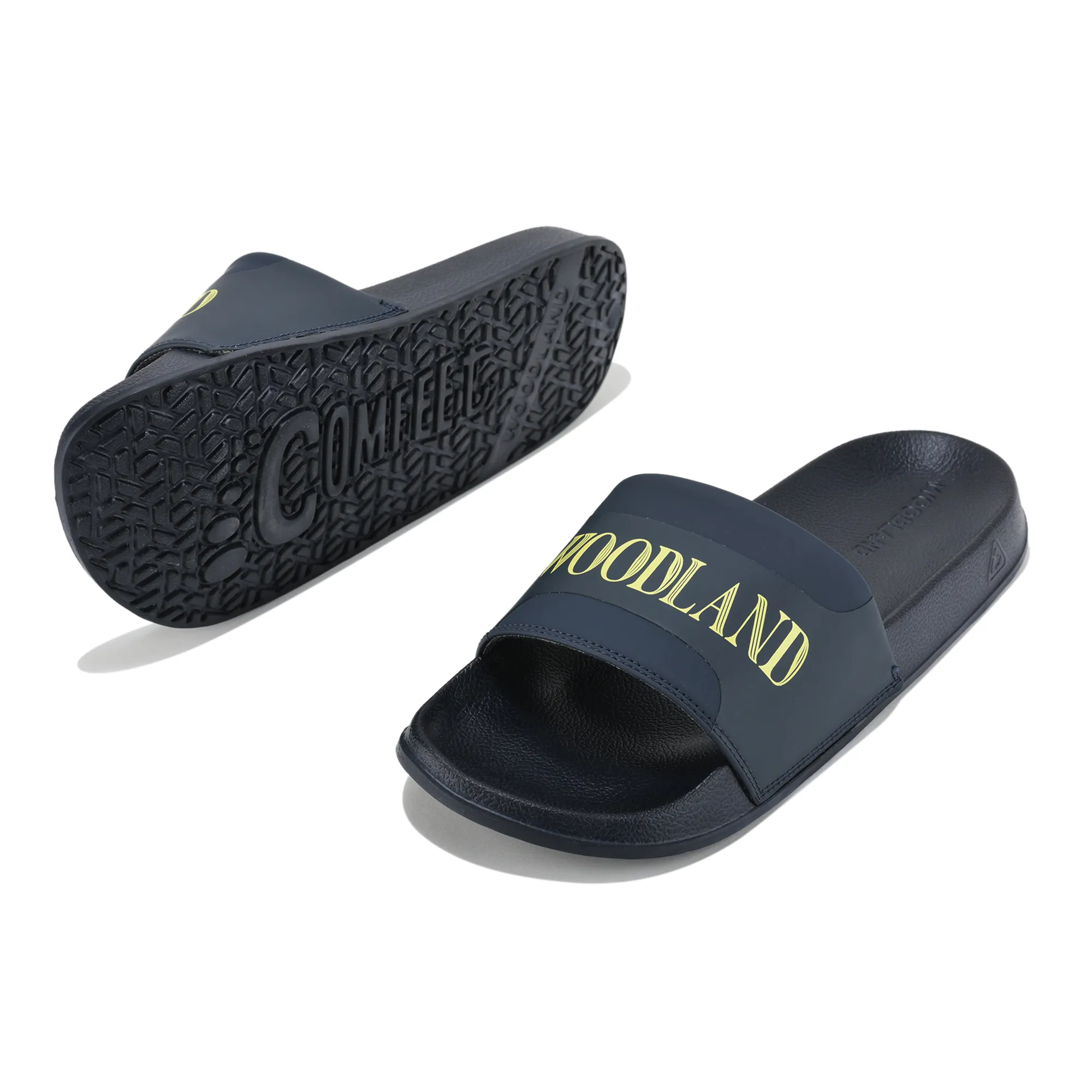Men Navy Polyurethane Casual Slippers - Thumbnail 6