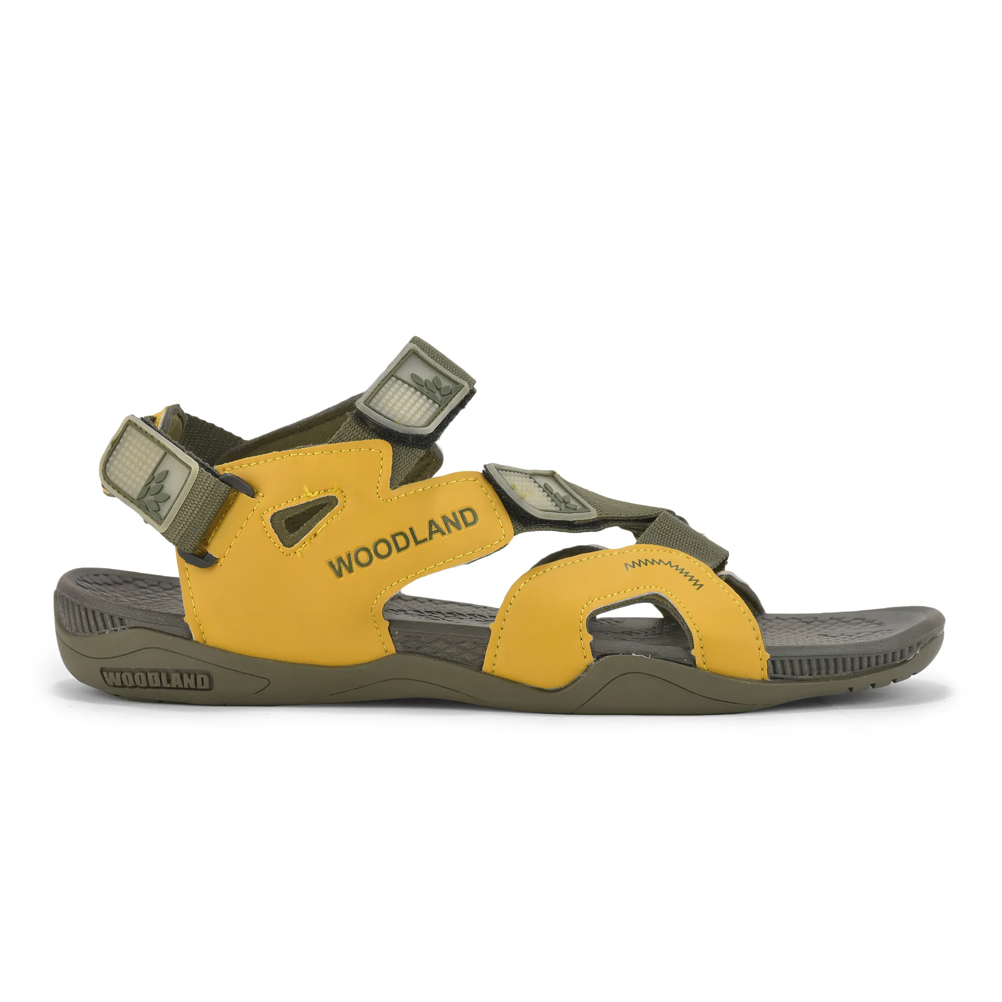Olive/Yellow Pu Mens Sports Sandal - Thumbnail 2