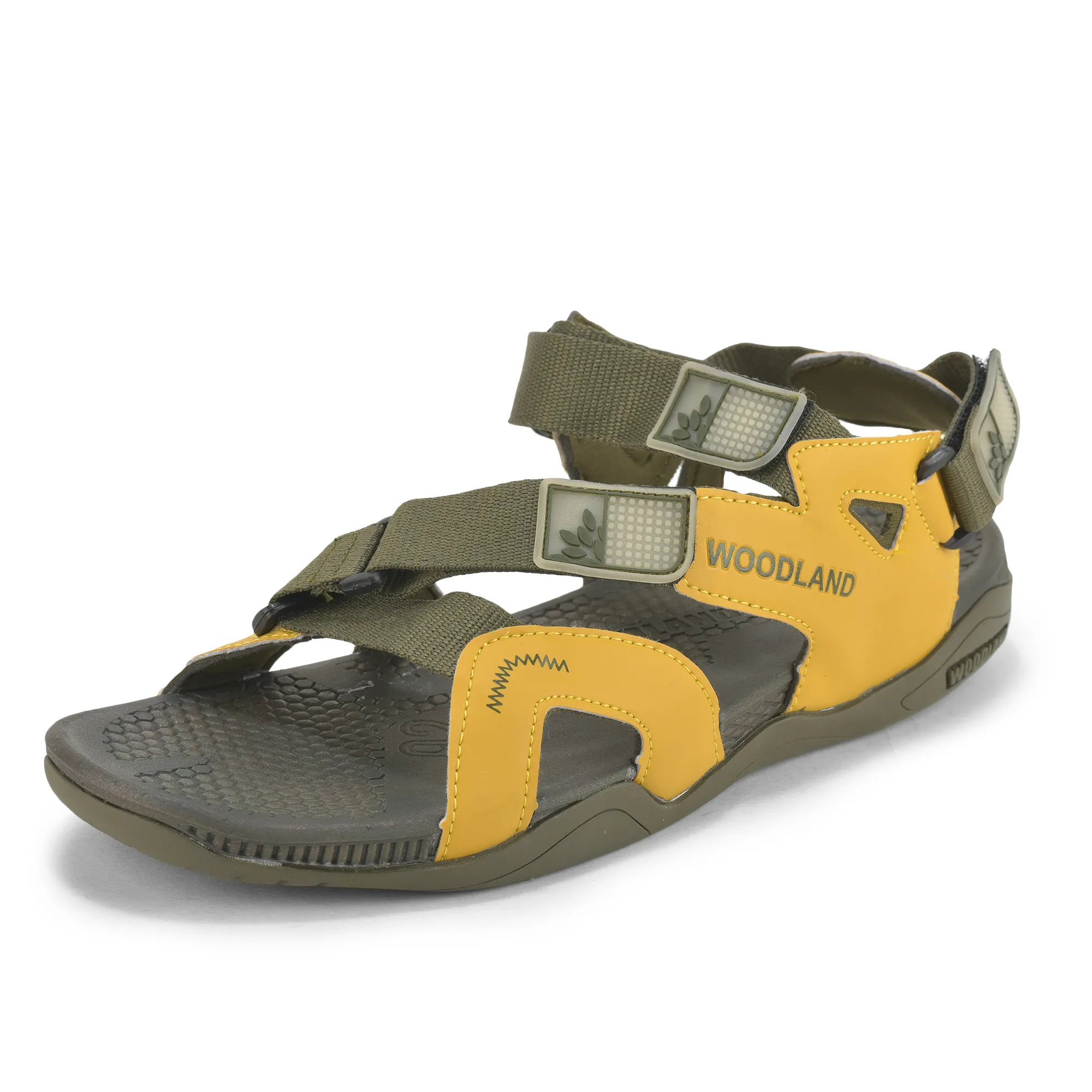 Olive/Yellow Pu Mens Sports Sandal - Thumbnail 3