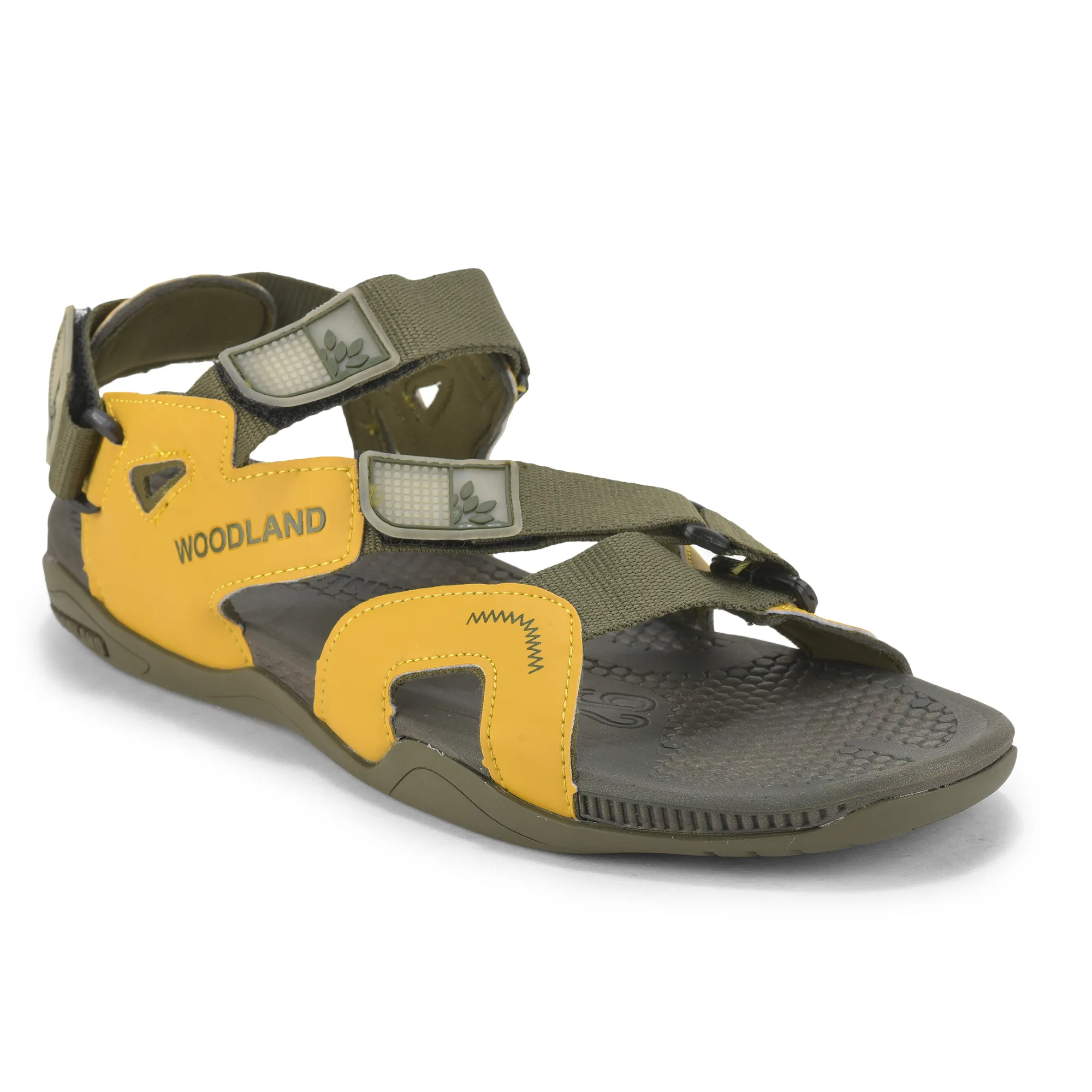 Olive/Yellow Pu Mens Sports Sandal - Thumbnail 4