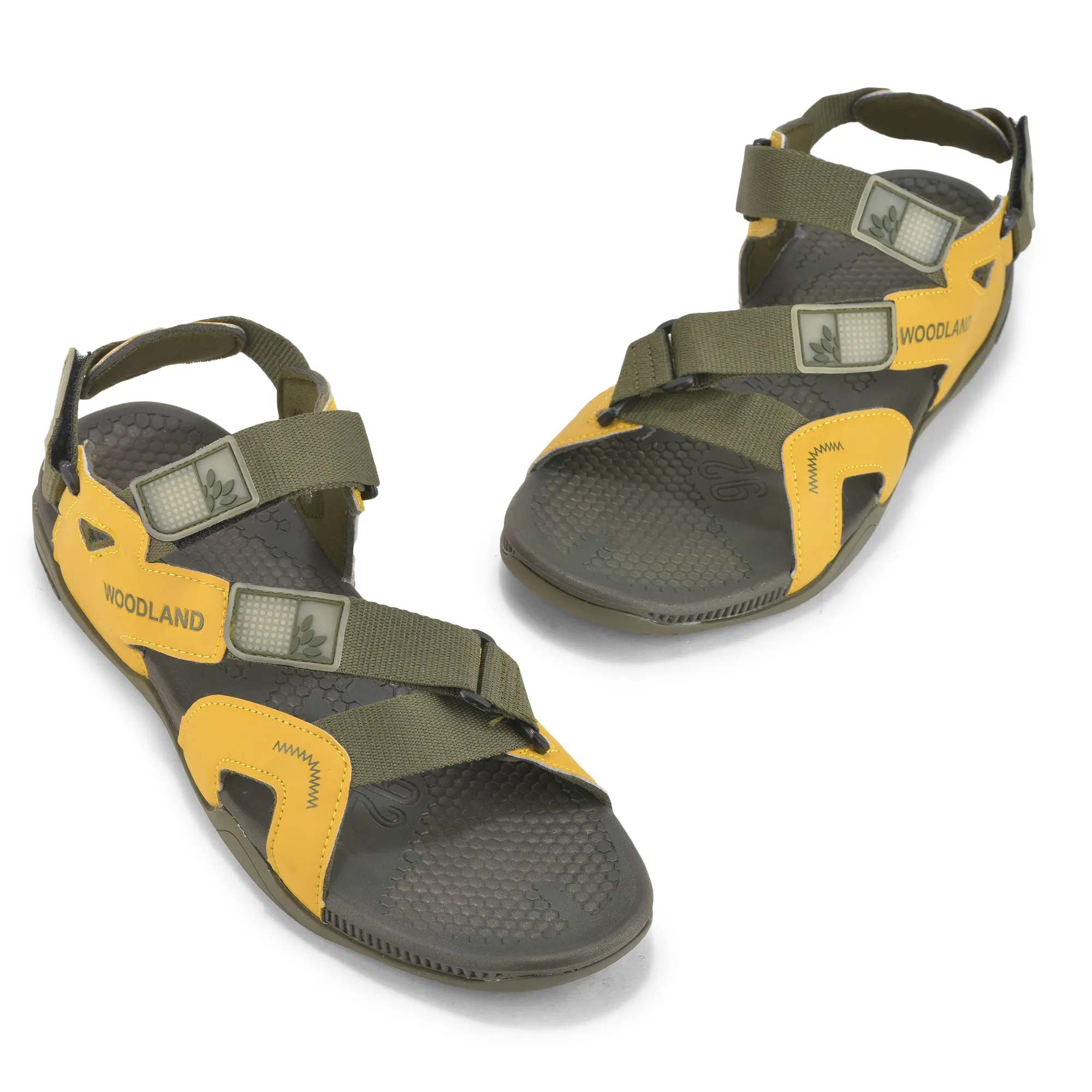 Olive/Yellow Pu Mens Sports Sandal - Thumbnail 5