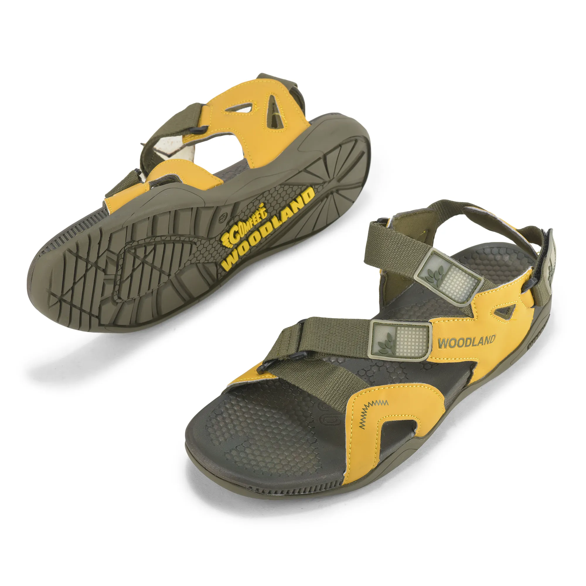 Olive/Yellow Pu Mens Sports Sandal - Thumbnail 7