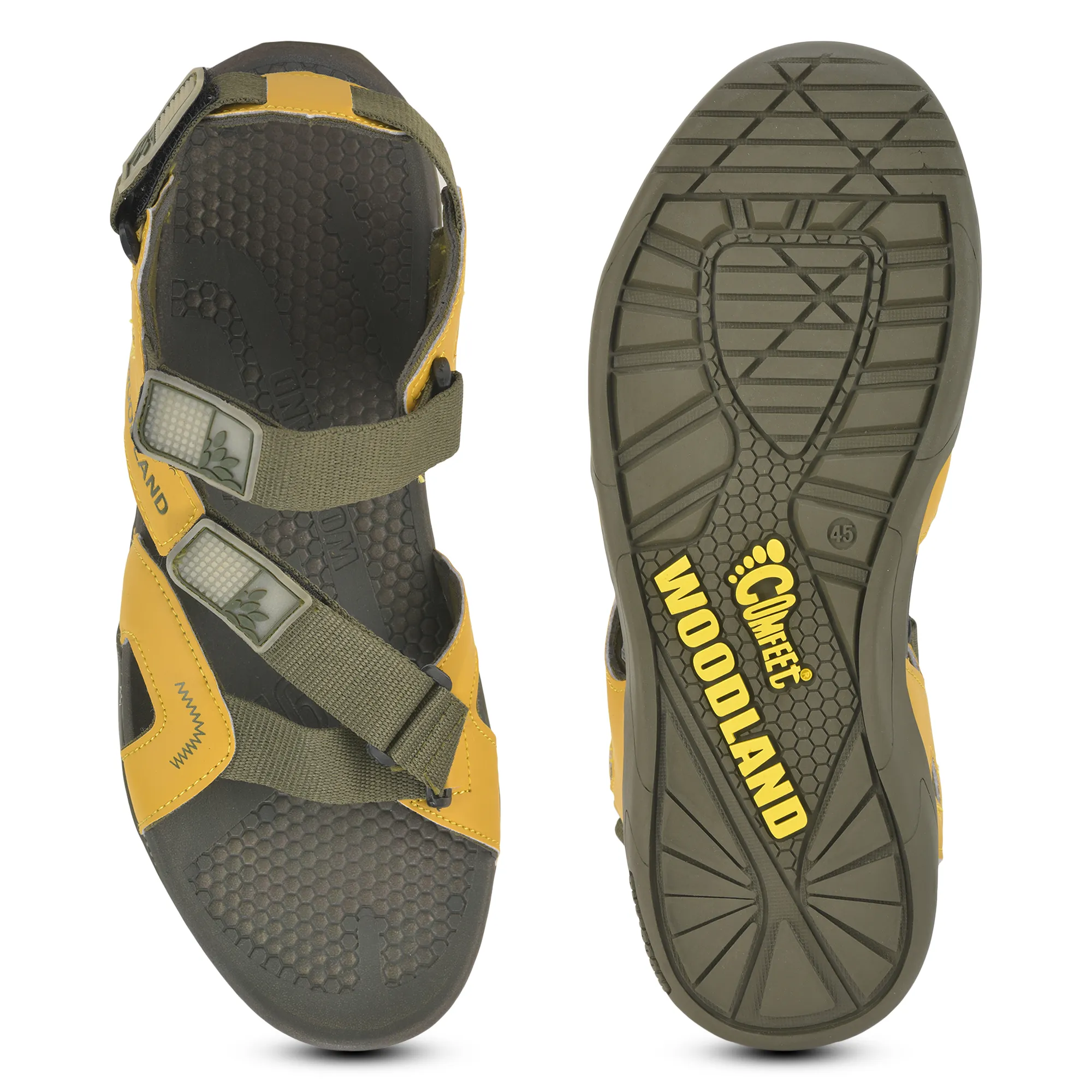 Olive/Yellow Pu Mens Sports Sandal - Thumbnail 10