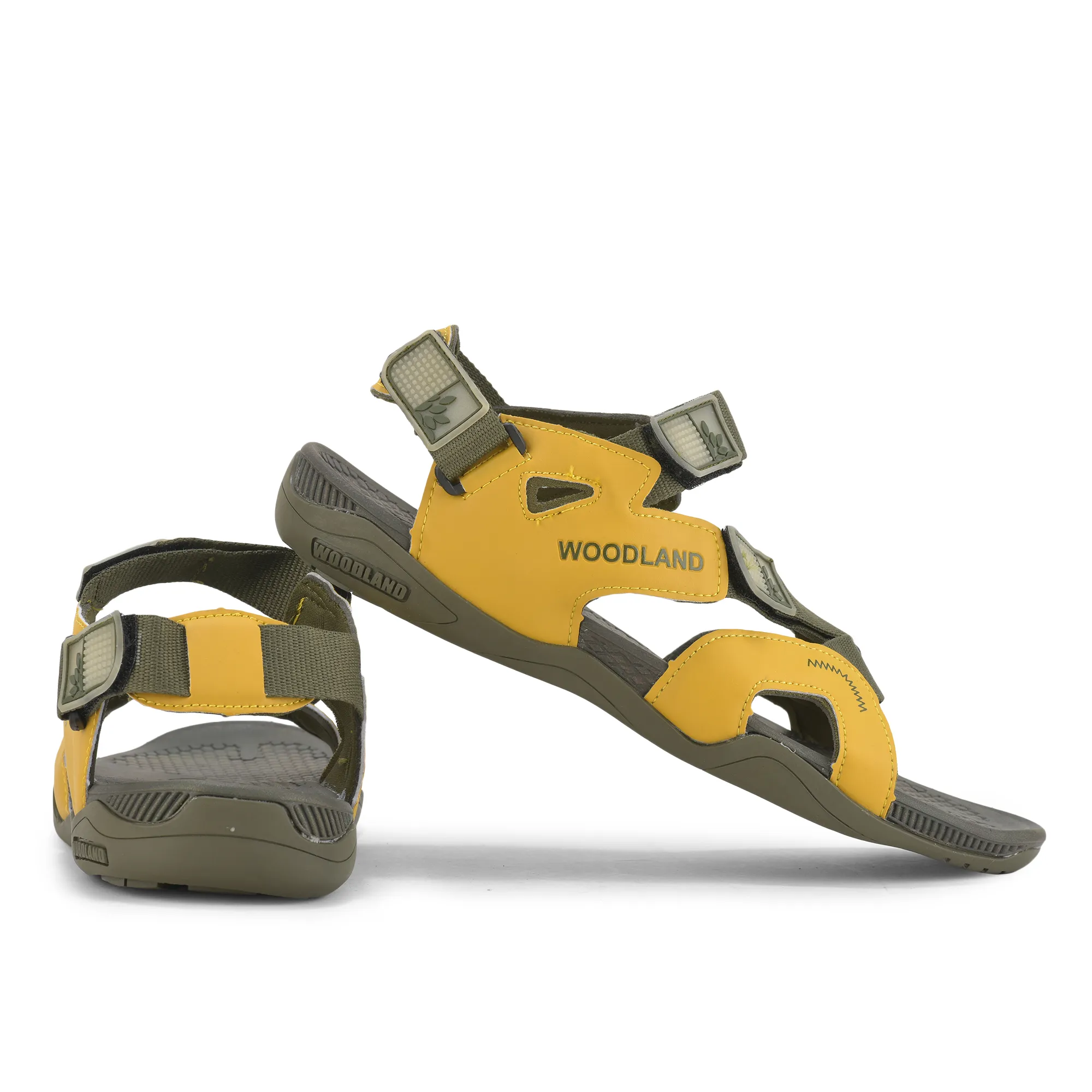 Olive/Yellow Pu Mens Sports Sandal - Thumbnail 11