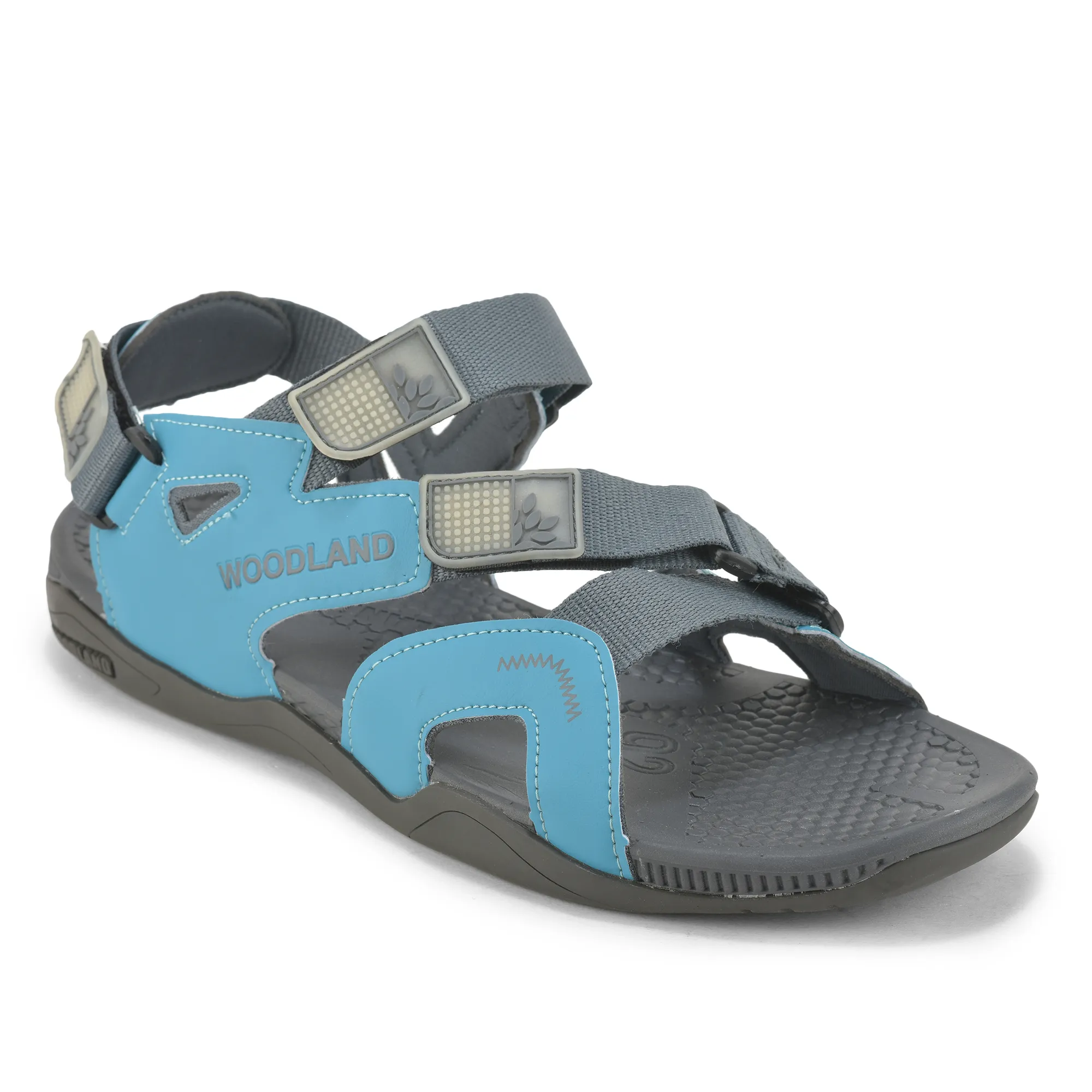 Blue/Grey Pu Mens Sports Sandal - Thumbnail 4