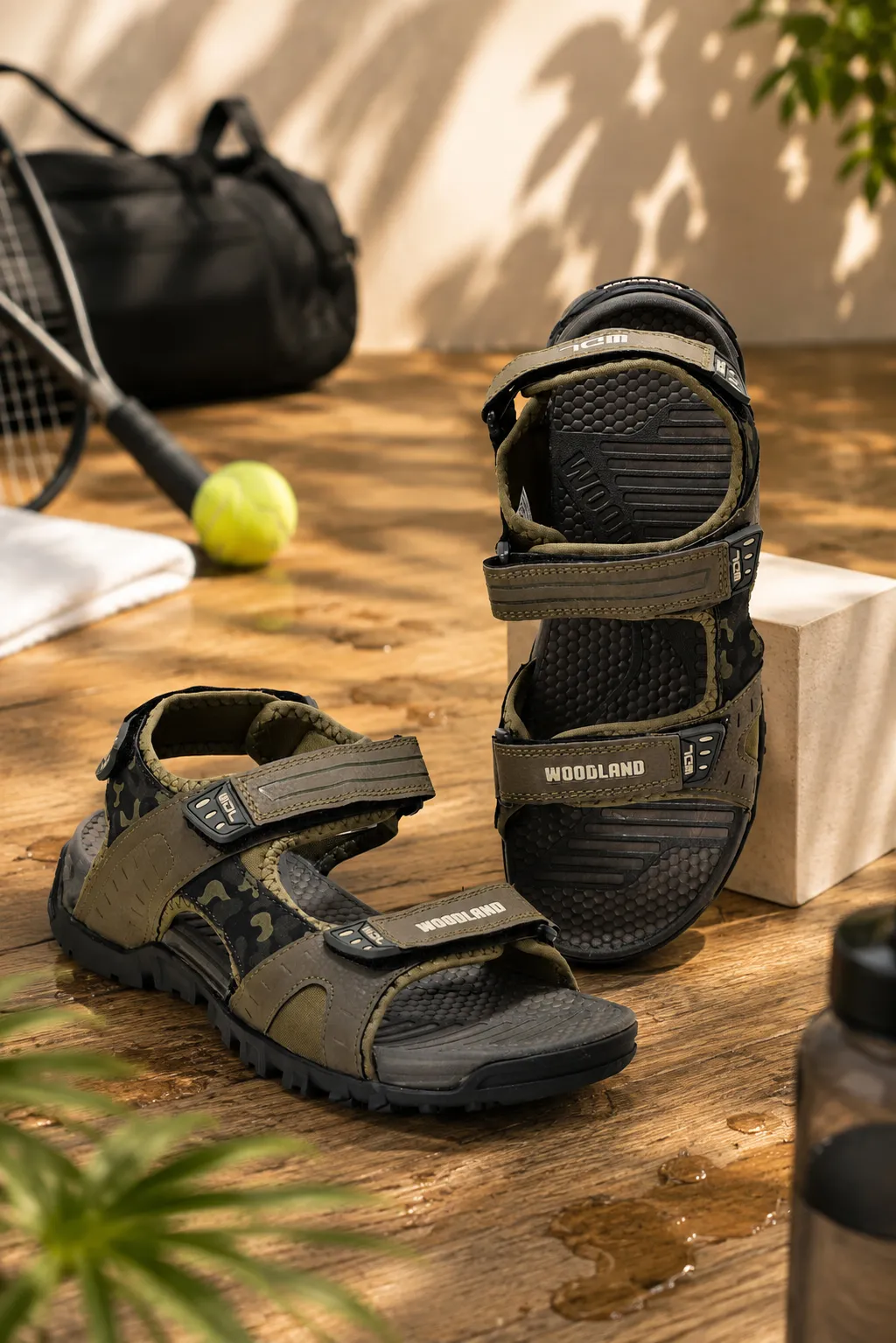 Black Pu Multi Strap Mens Sports Sandals