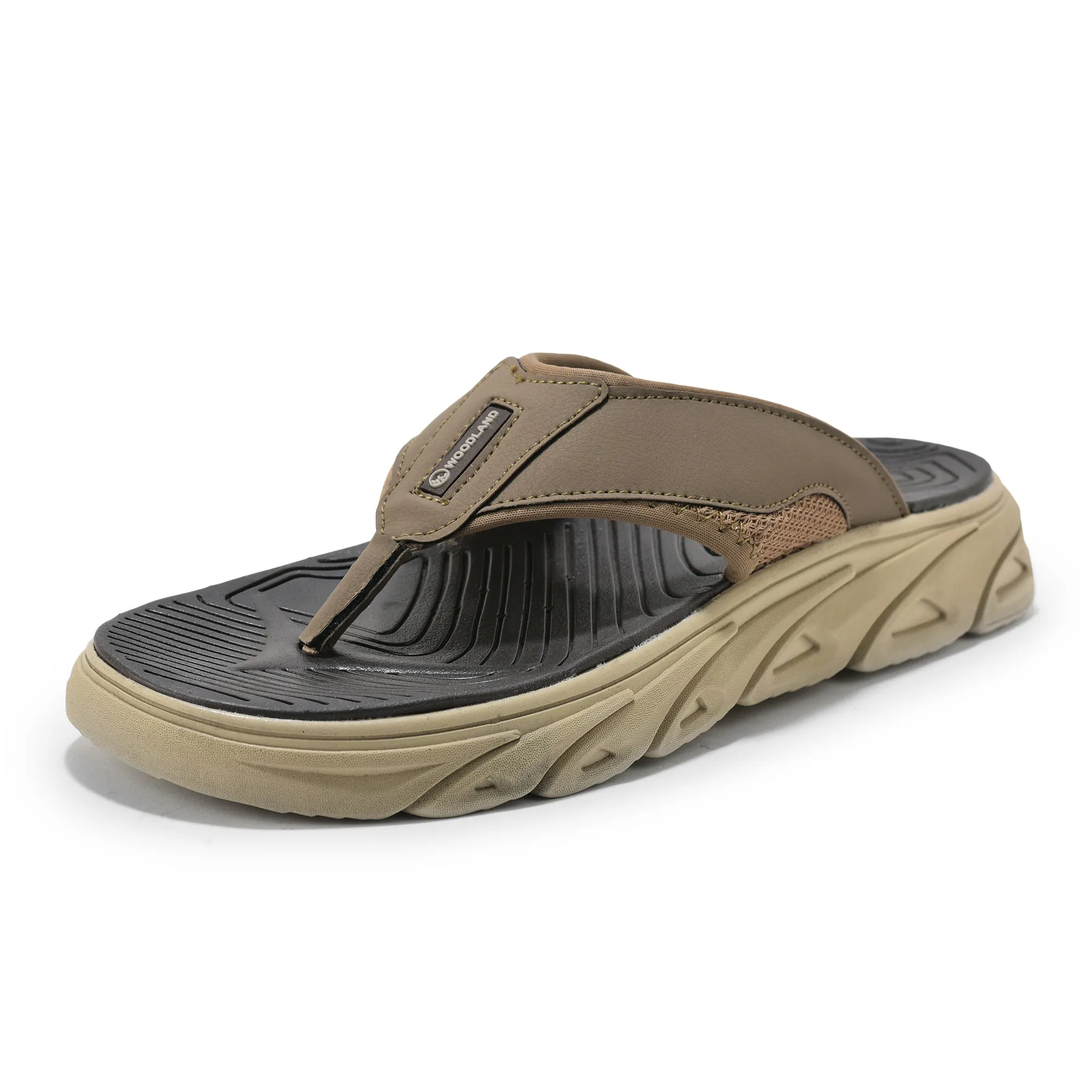 Woodland Men Khaki Active Sports Slippers - Thumbnail 3