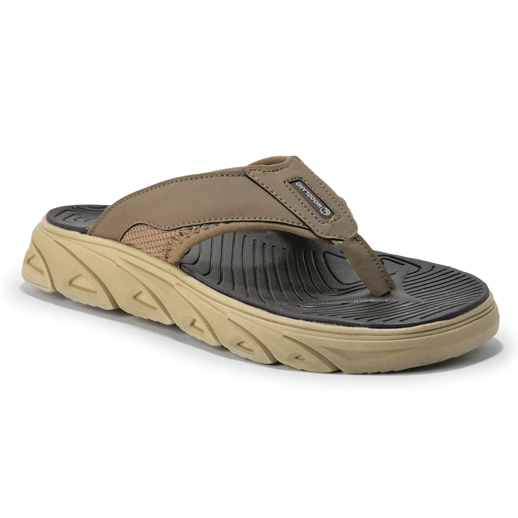 Woodland Men Khaki Active Sports Slippers - Thumbnail 4
