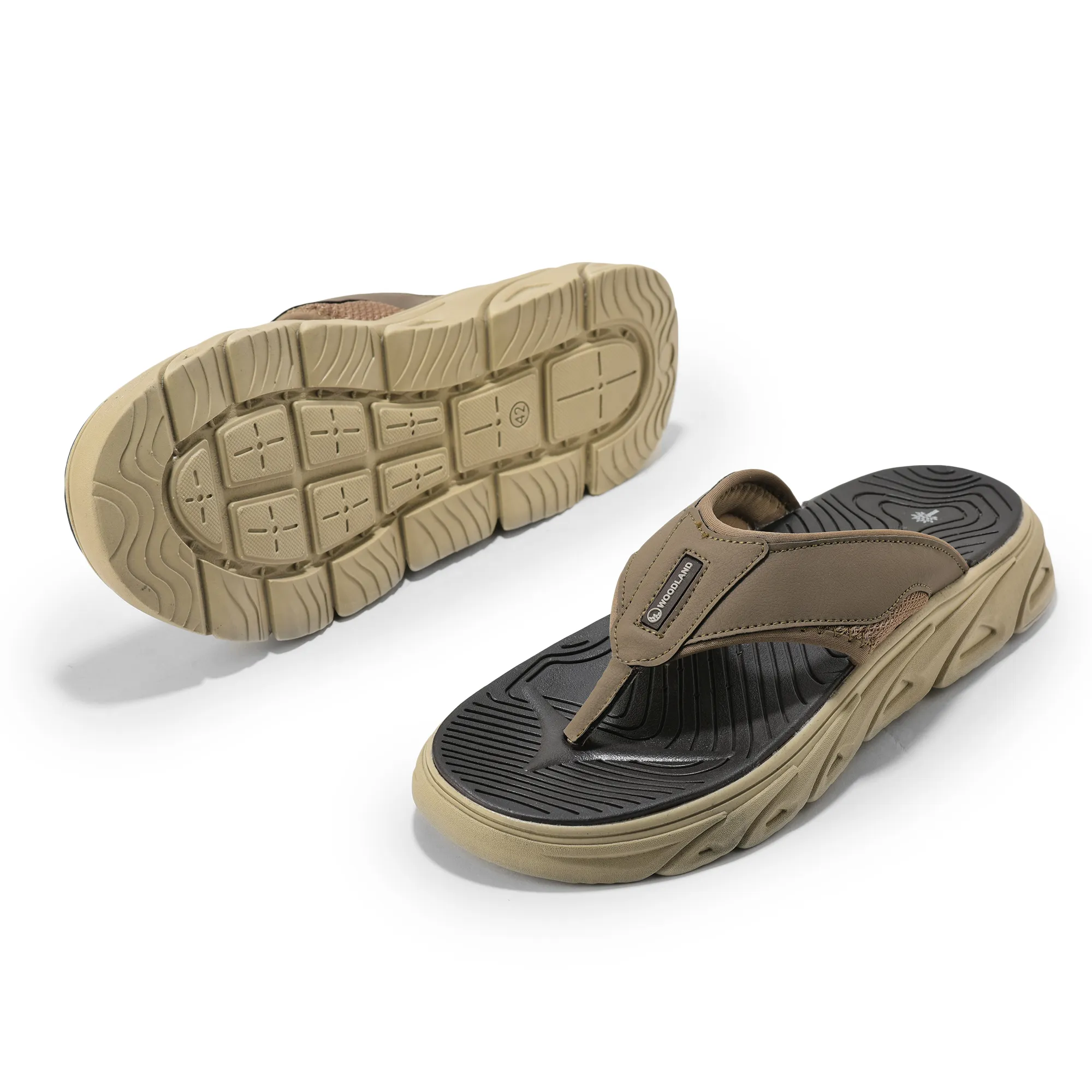 Woodland Men Khaki Active Sports Slippers - Thumbnail 8