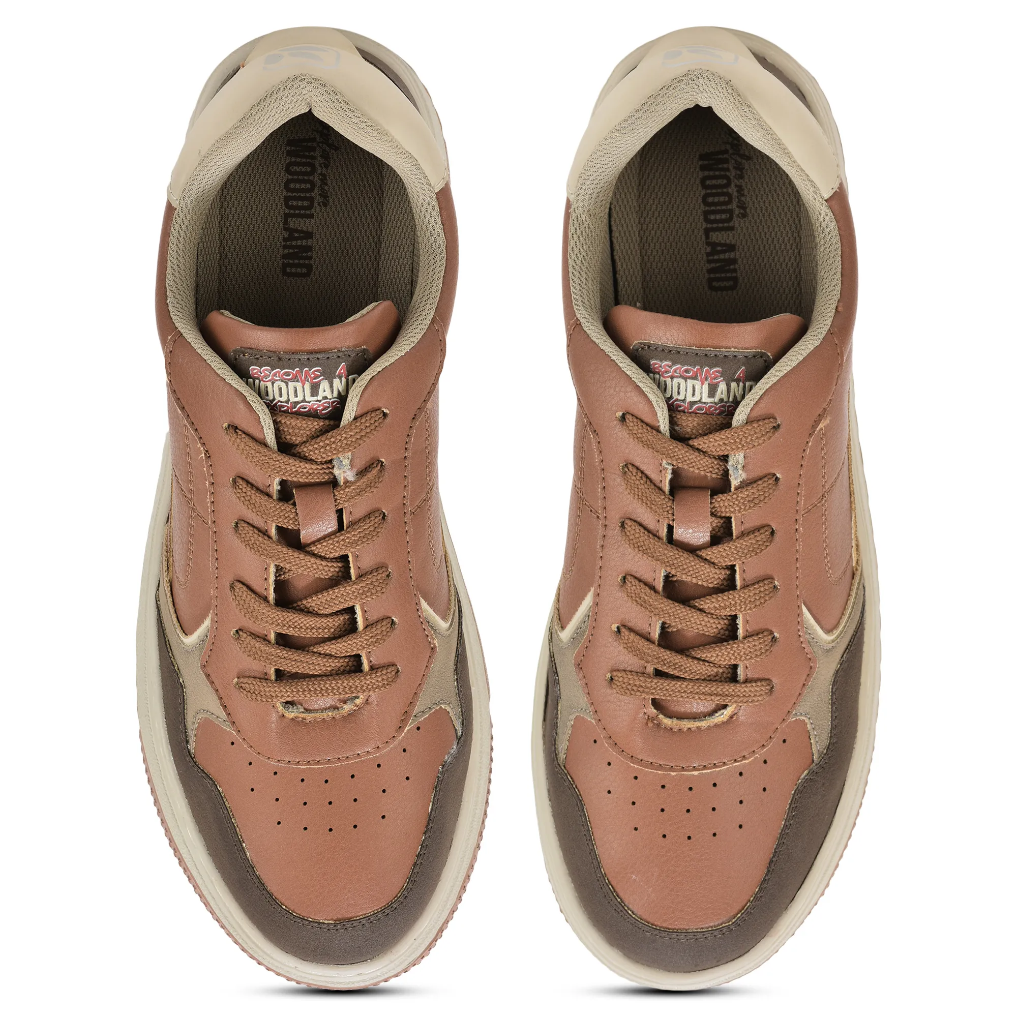 Woodland Men Tan/Beige Casual Sneakers - Thumbnail 4