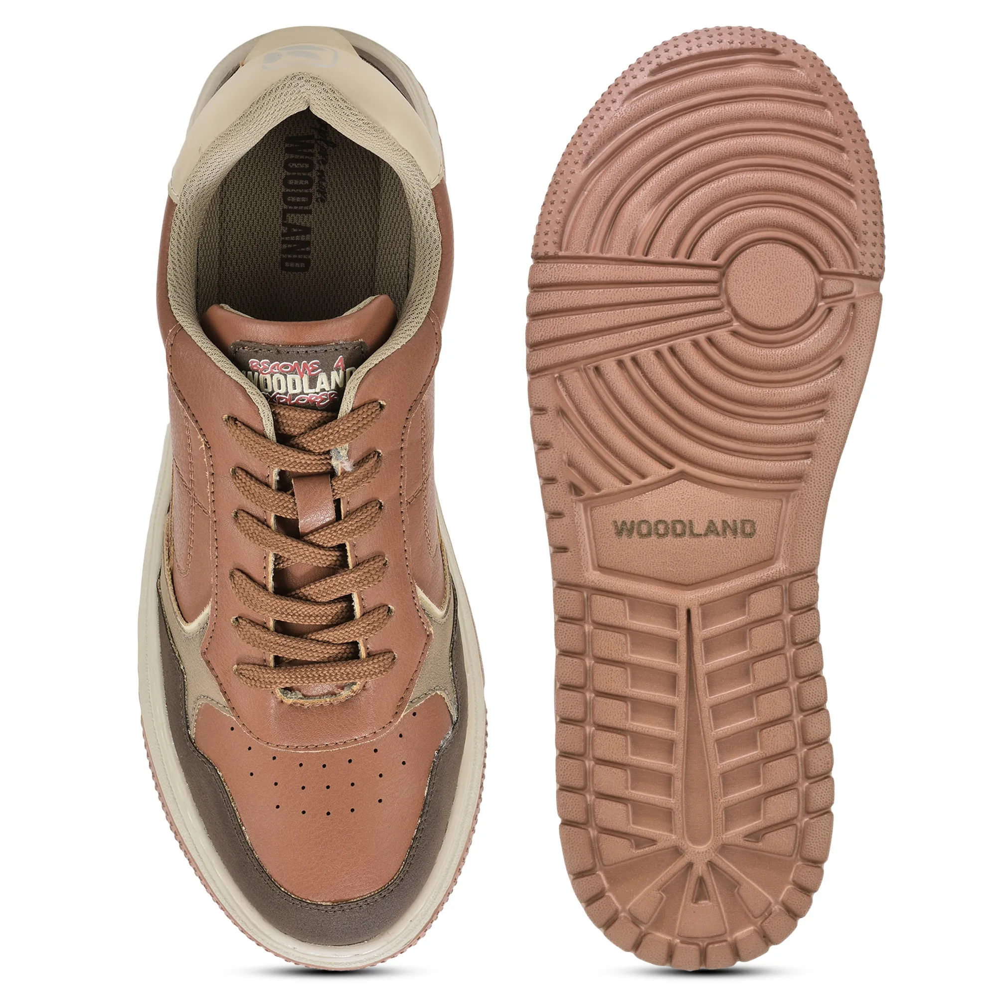 Woodland Men Tan/Beige Casual Sneakers - Thumbnail 8