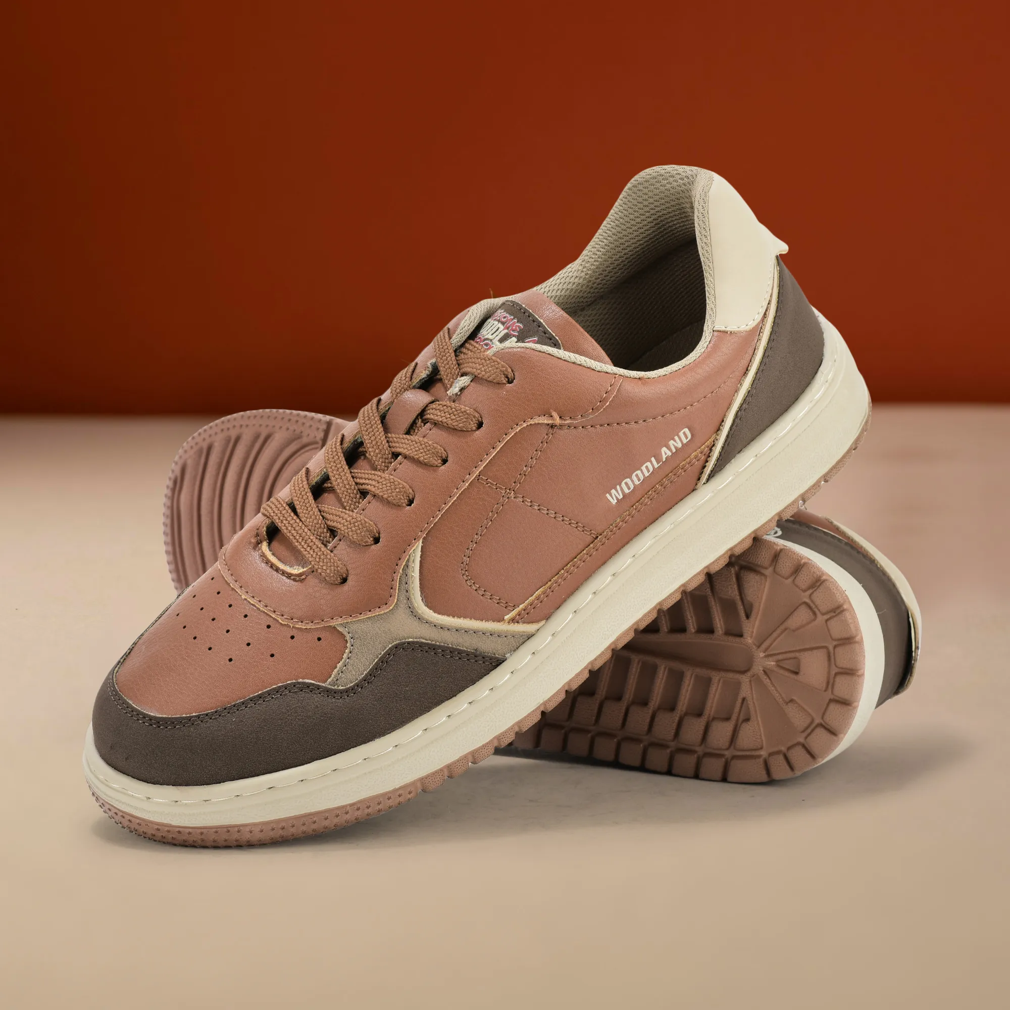 Woodland Men Tan/Beige Casual Sneakers - Thumbnail 9