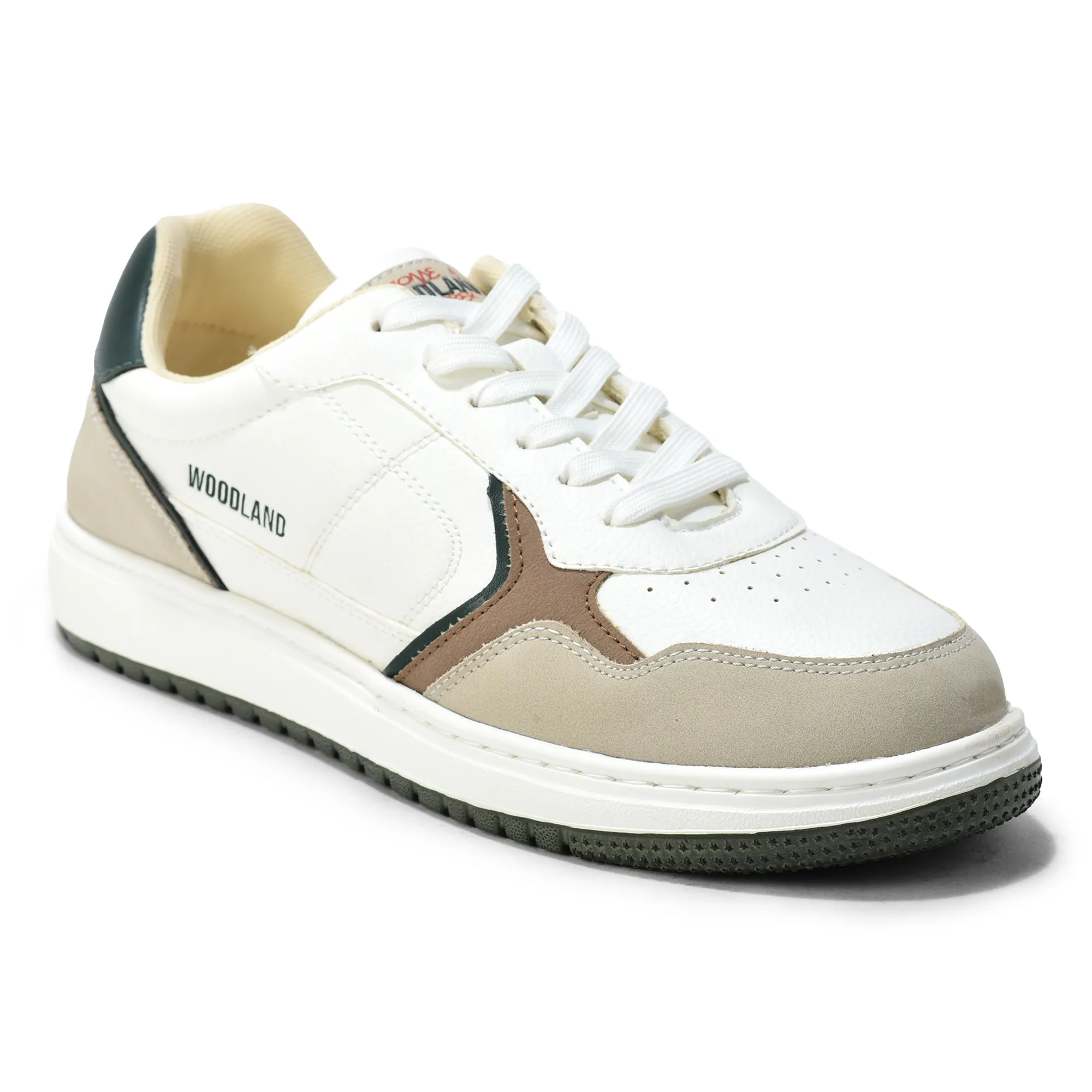 Woodland Men White/Dgreen Casual Sneakers - Thumbnail 3