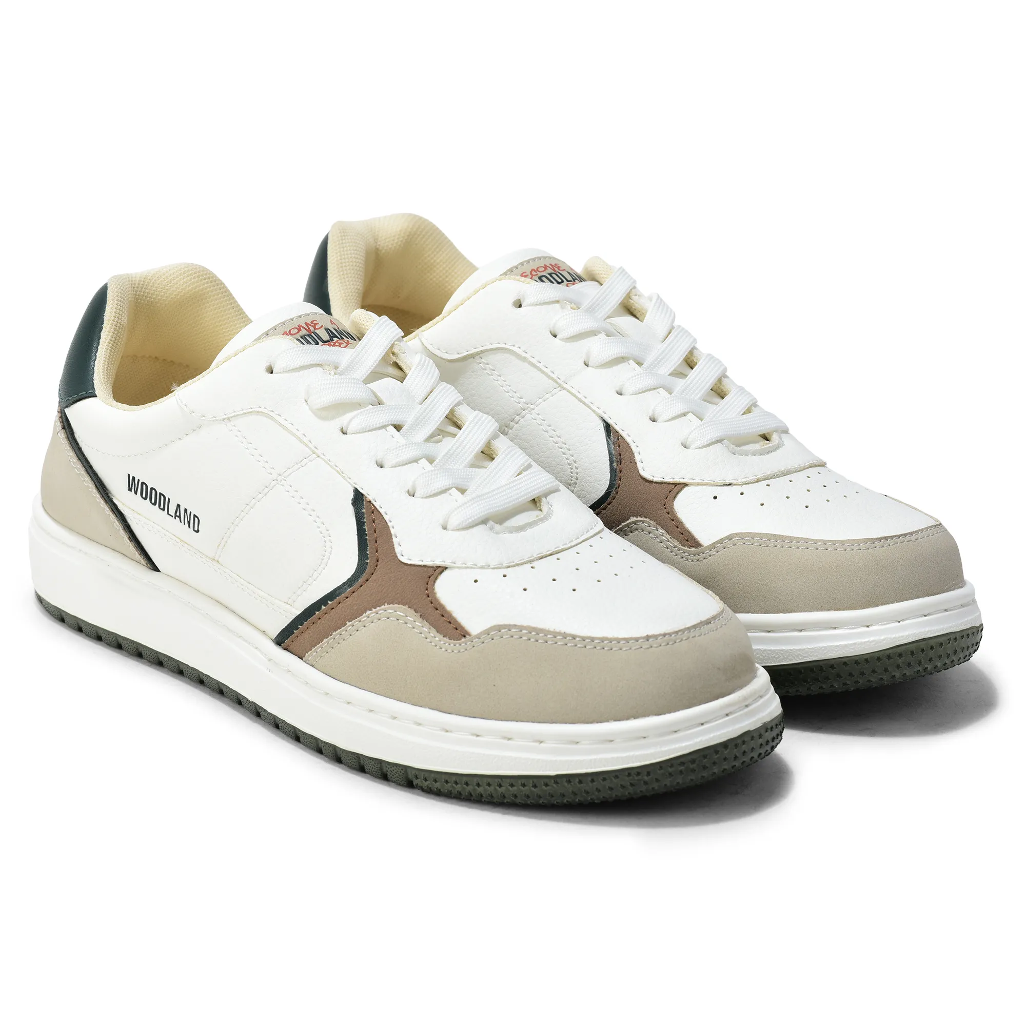 Woodland Men White/Dgreen Casual Sneakers - Thumbnail 7