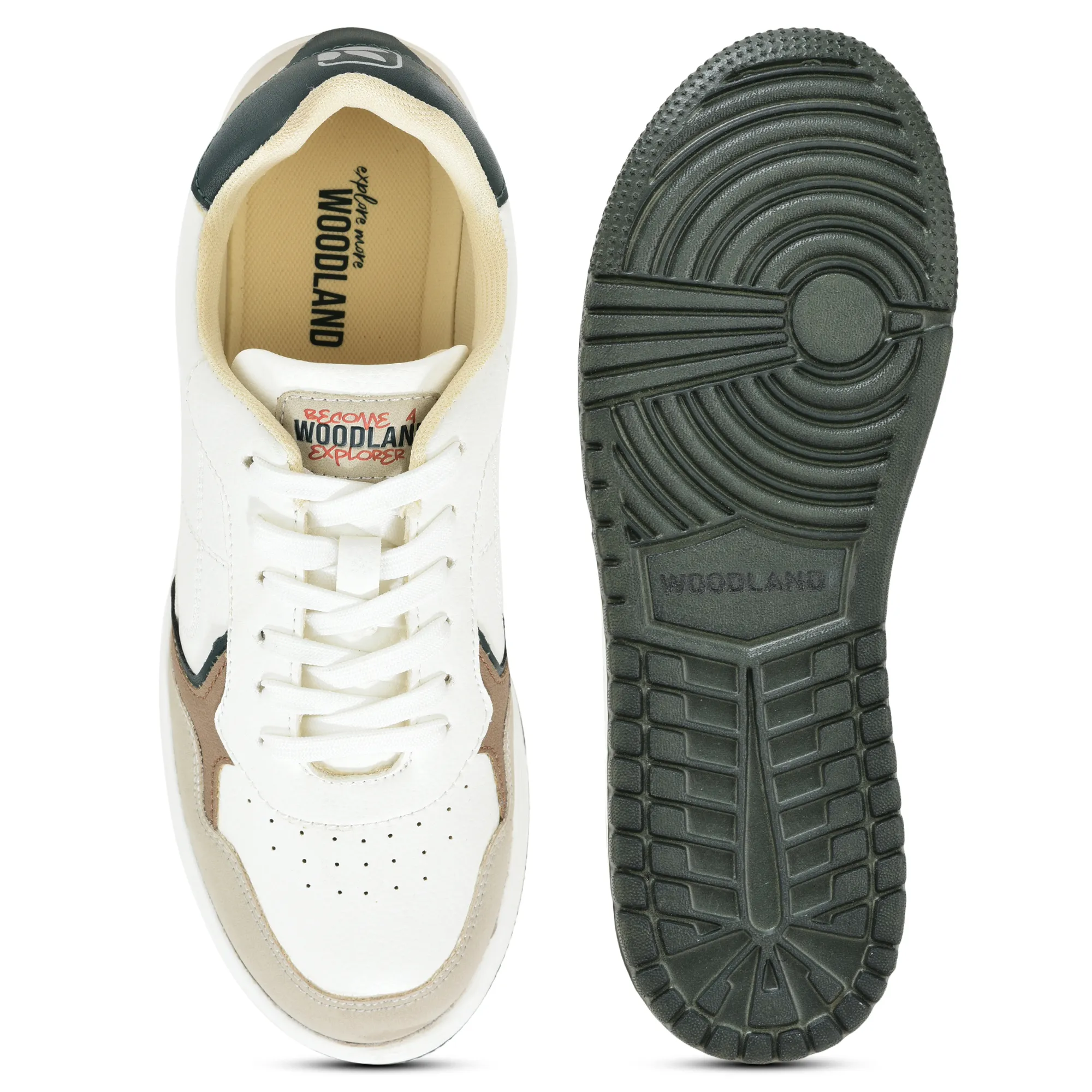 Woodland Men White/Dgreen Casual Sneakers - Thumbnail 8
