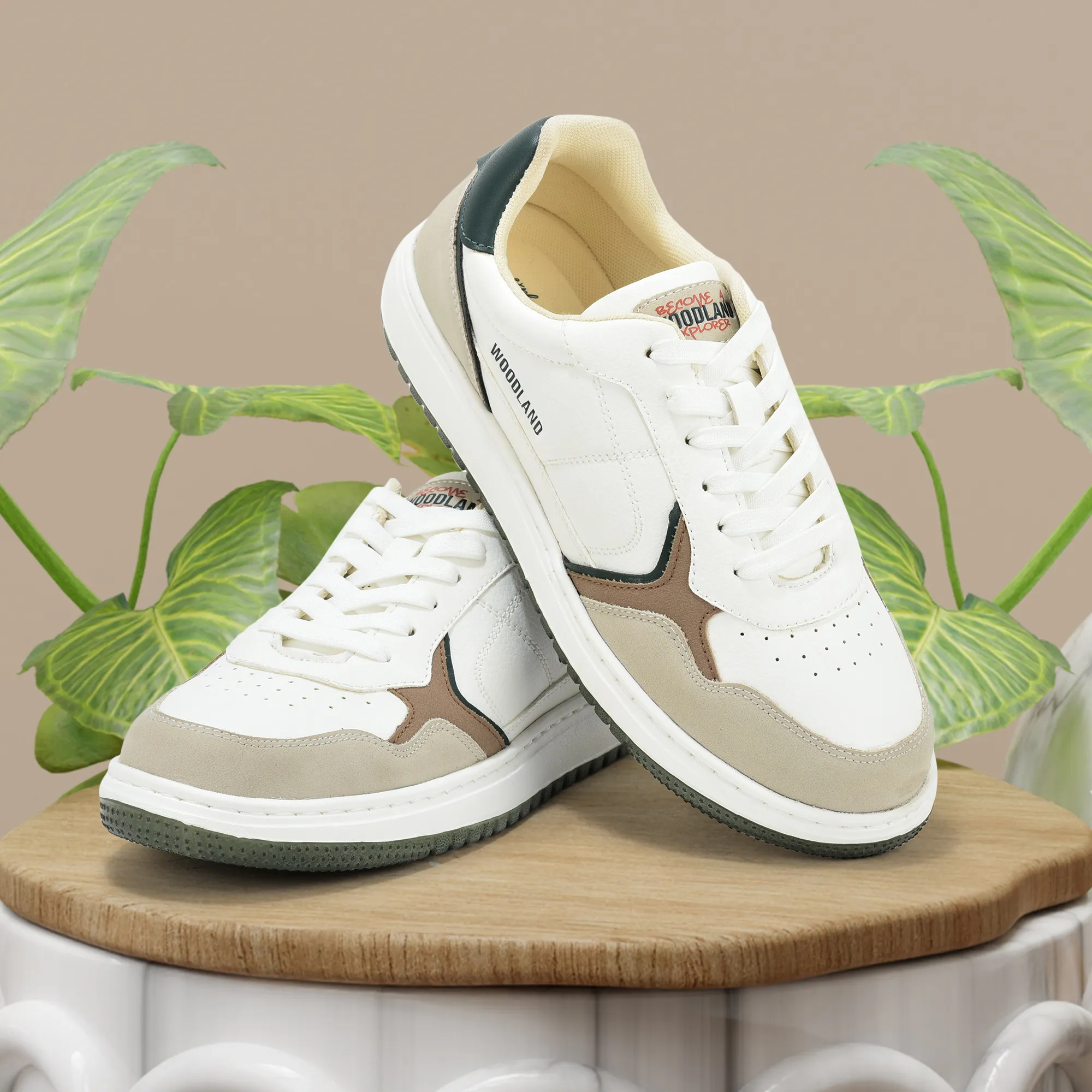 Woodland Men White/Dgreen Casual Sneakers - Thumbnail 9