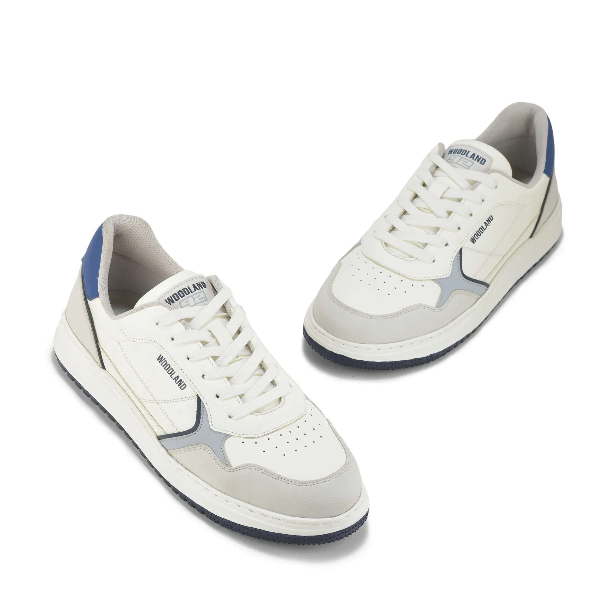 Woodland Men White/Navy Casual Sneakers - Thumbnail 4