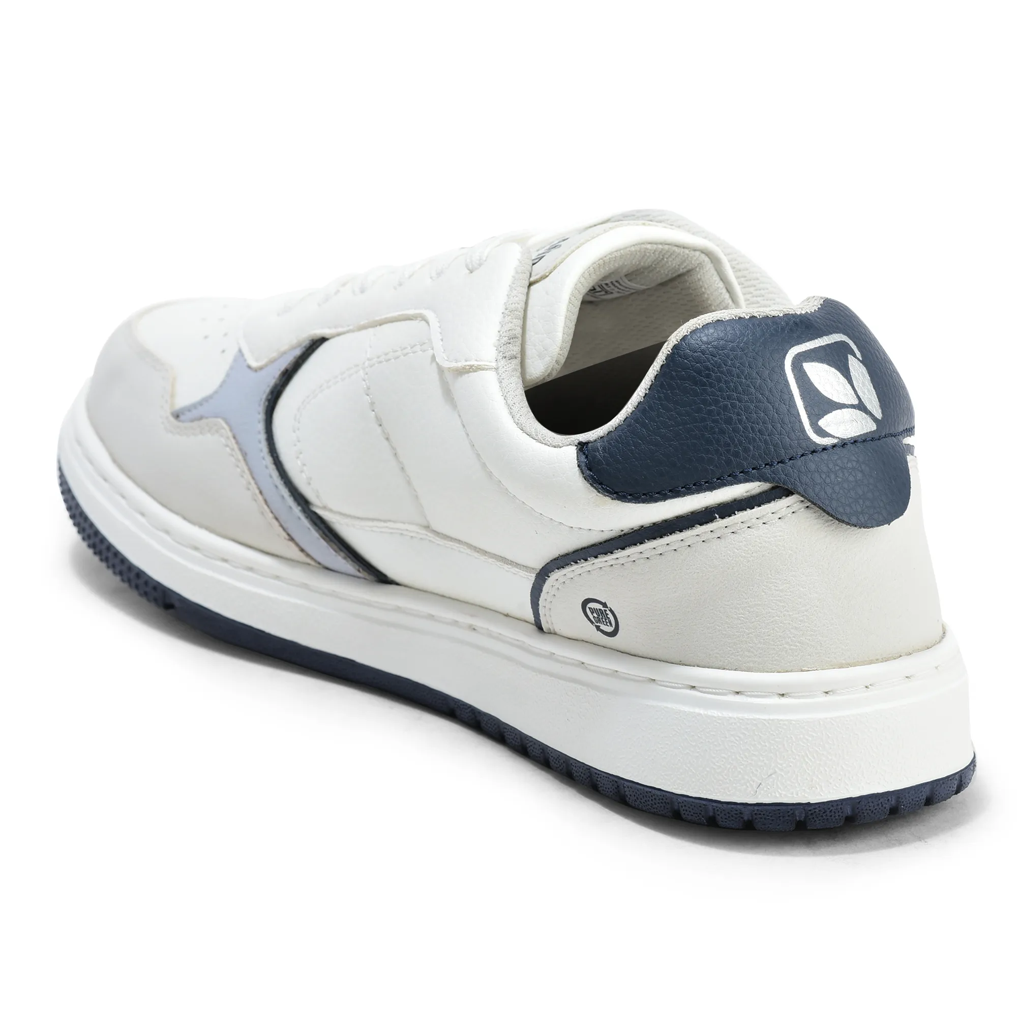 Woodland Men White/Navy Casual Sneakers - Thumbnail 6