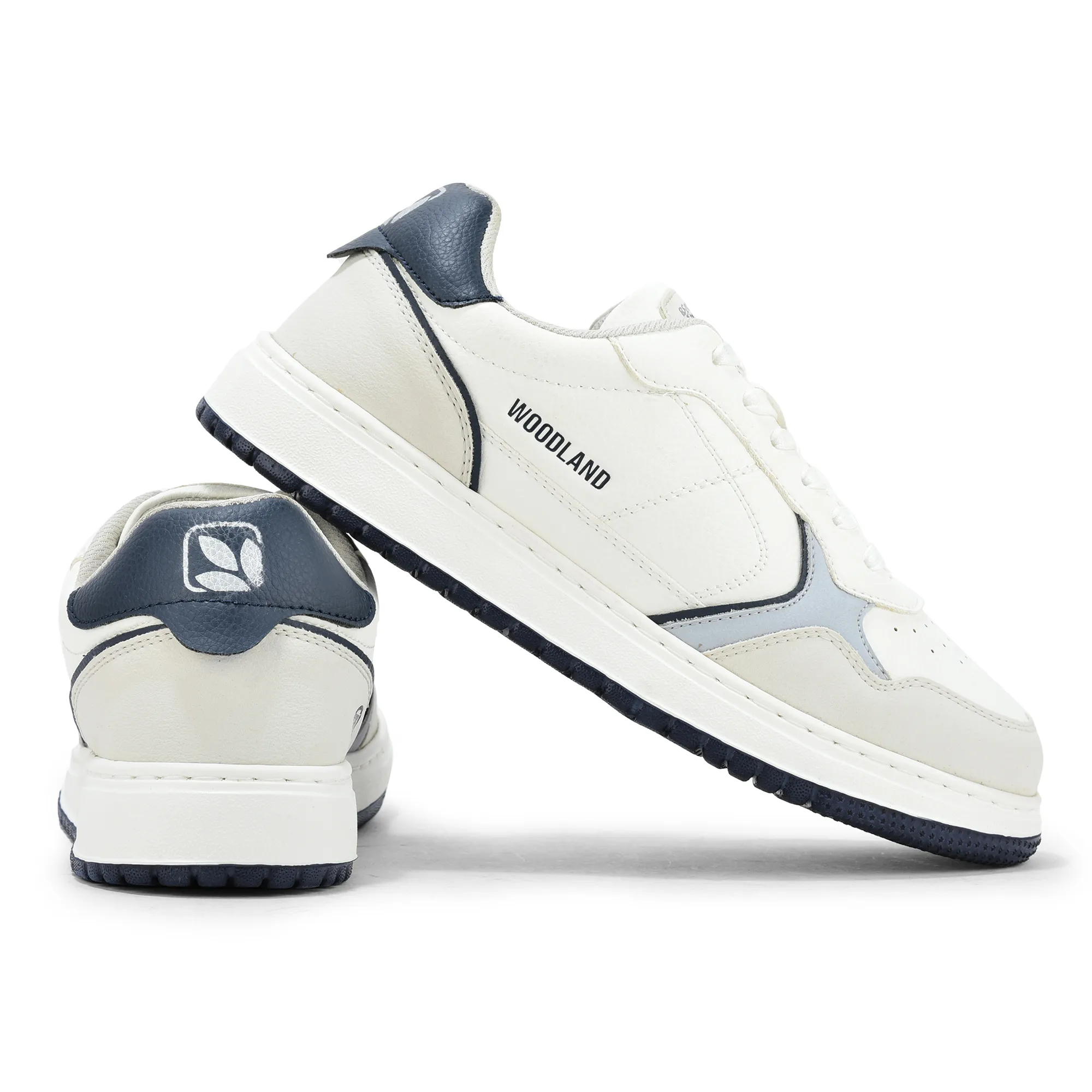Woodland Men White/Navy Casual Sneakers - Thumbnail 10