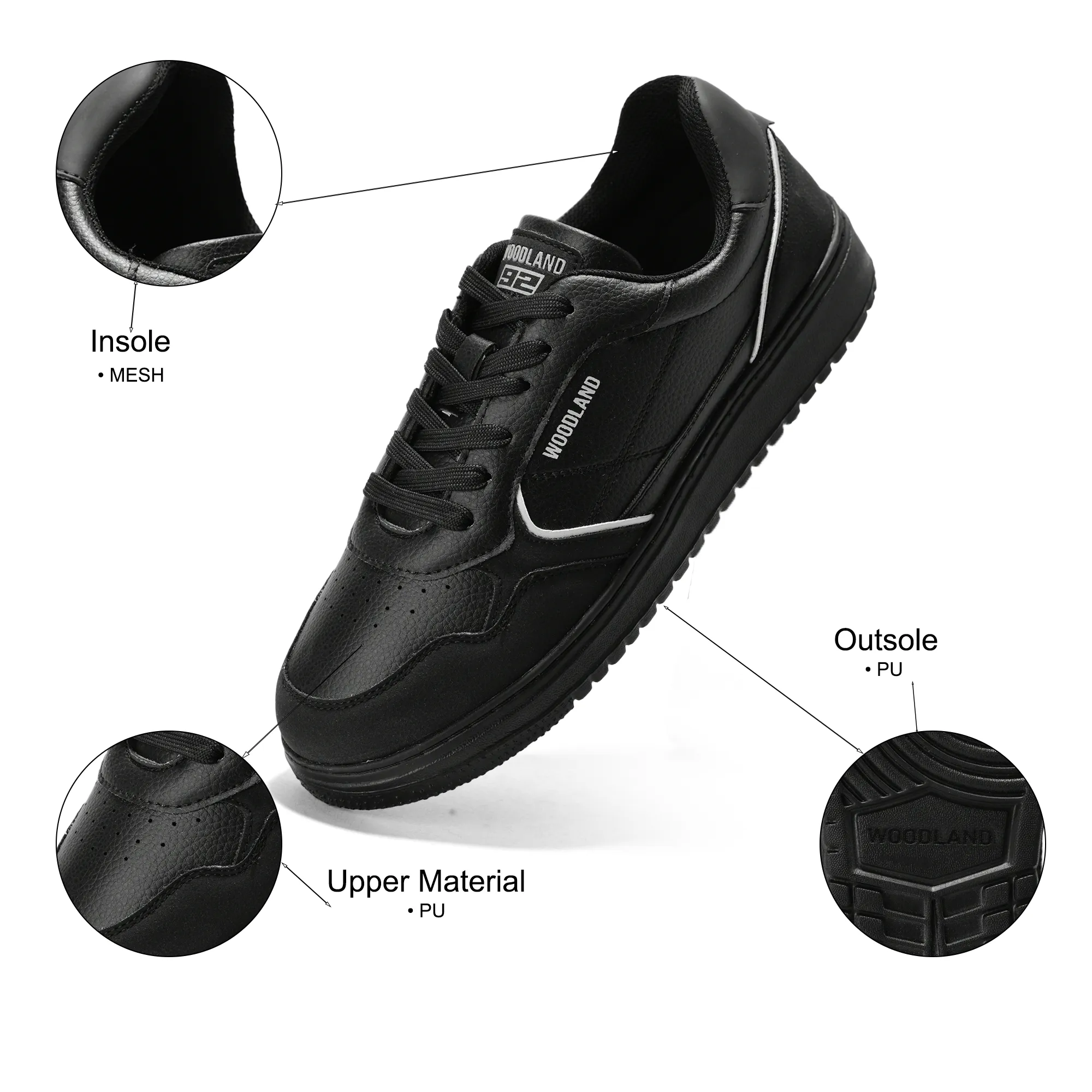 Woodland Men Black Casual Sneakers 5