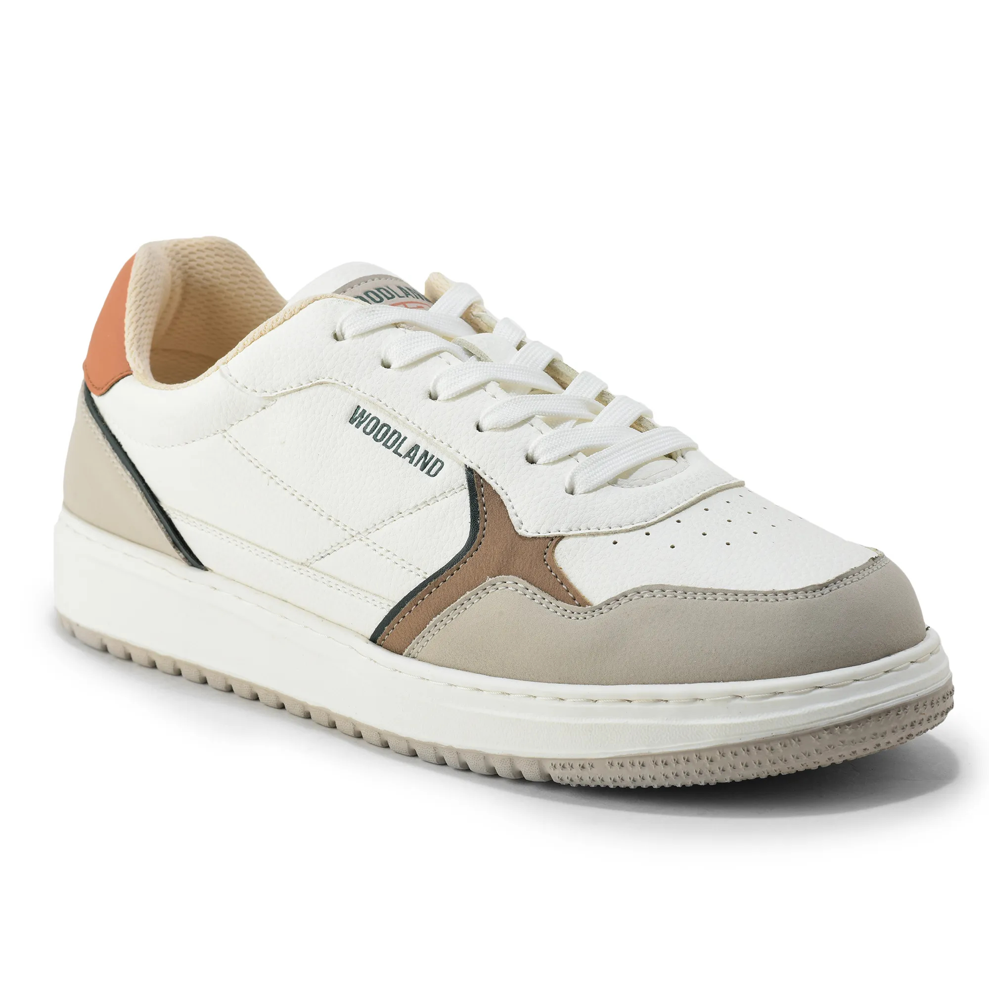 Woodland Men White/Dgreen Casual Sneakers - Thumbnail 3