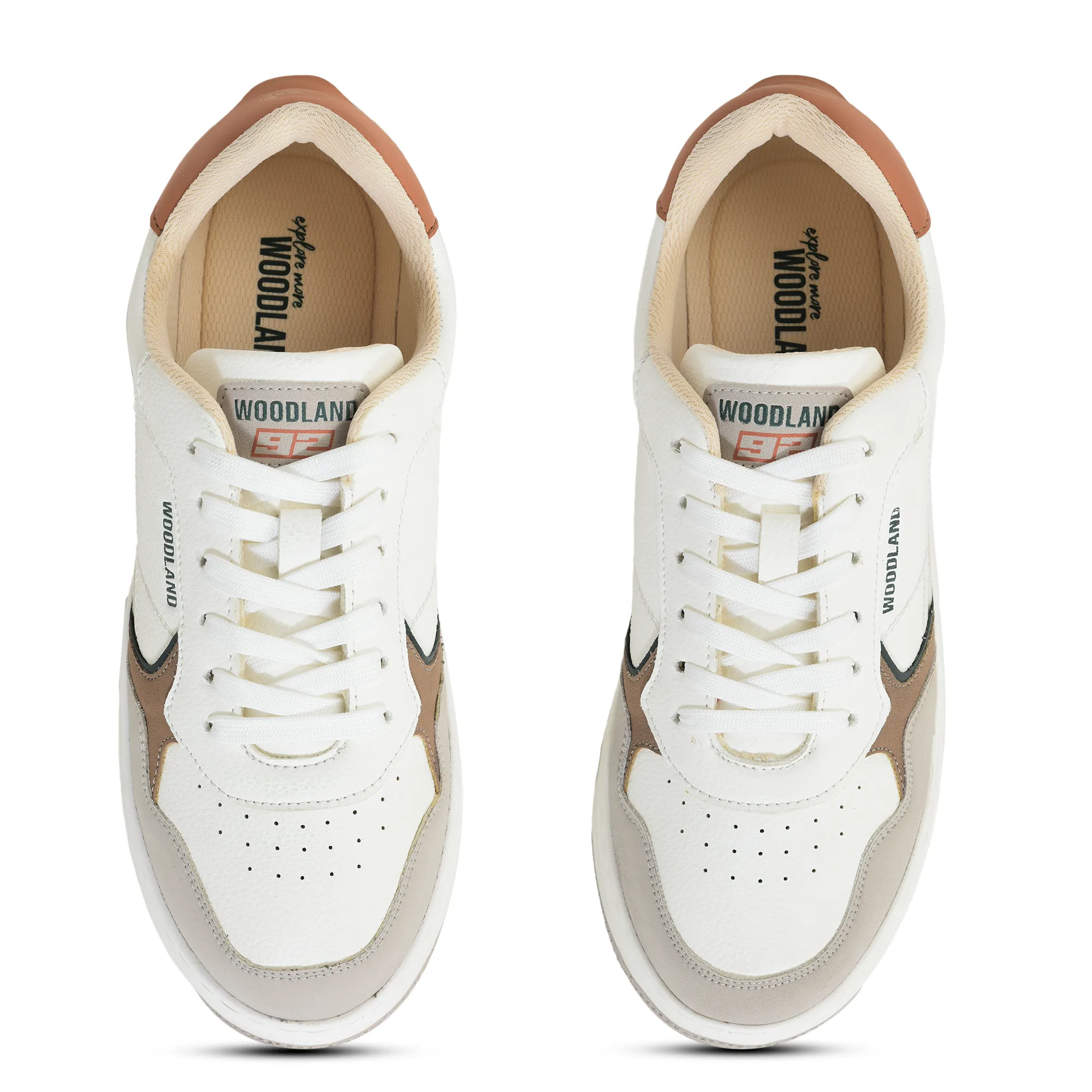 Woodland Men White/Dgreen Casual Sneakers - Thumbnail 5