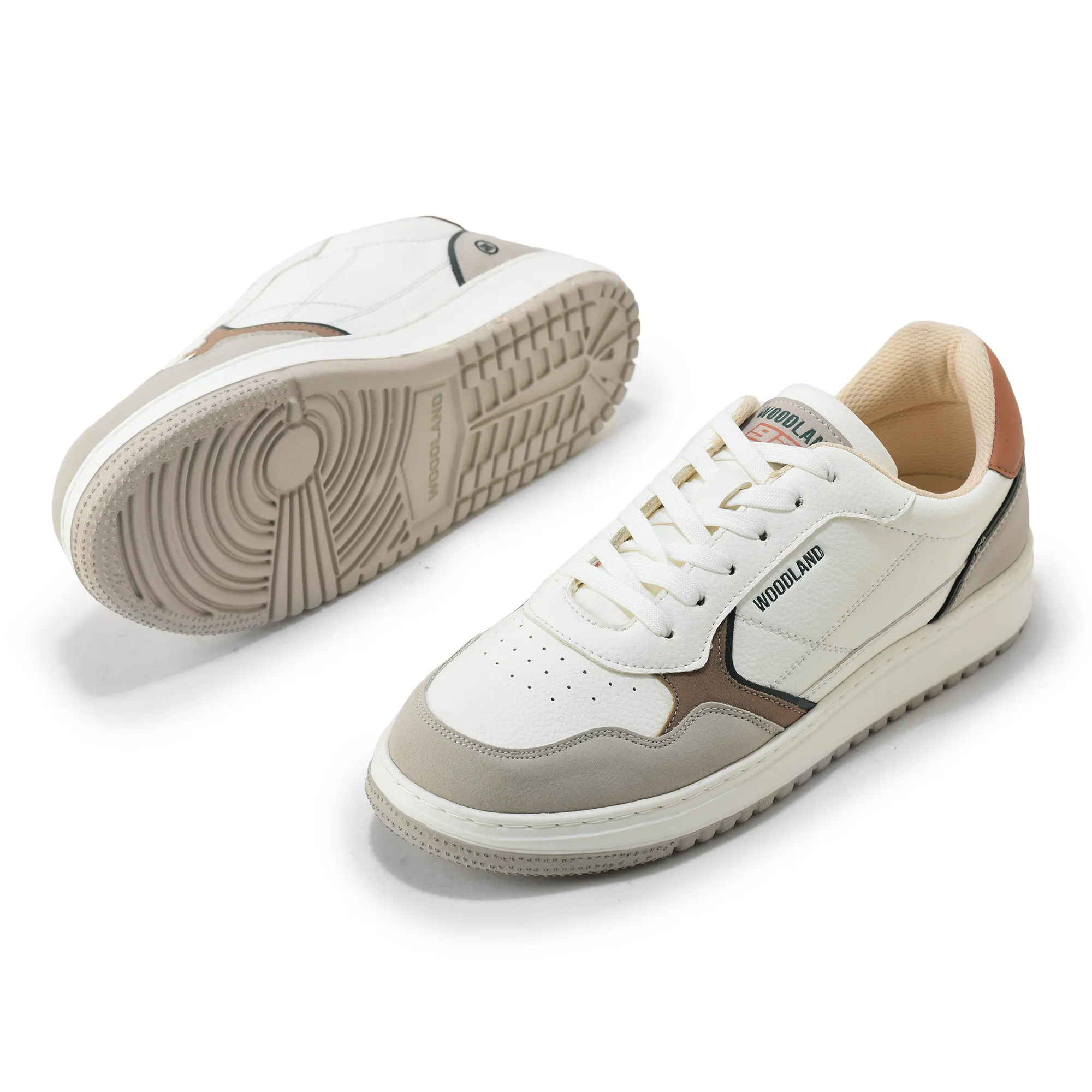 Woodland Men White/Dgreen Casual Sneakers - Thumbnail 6