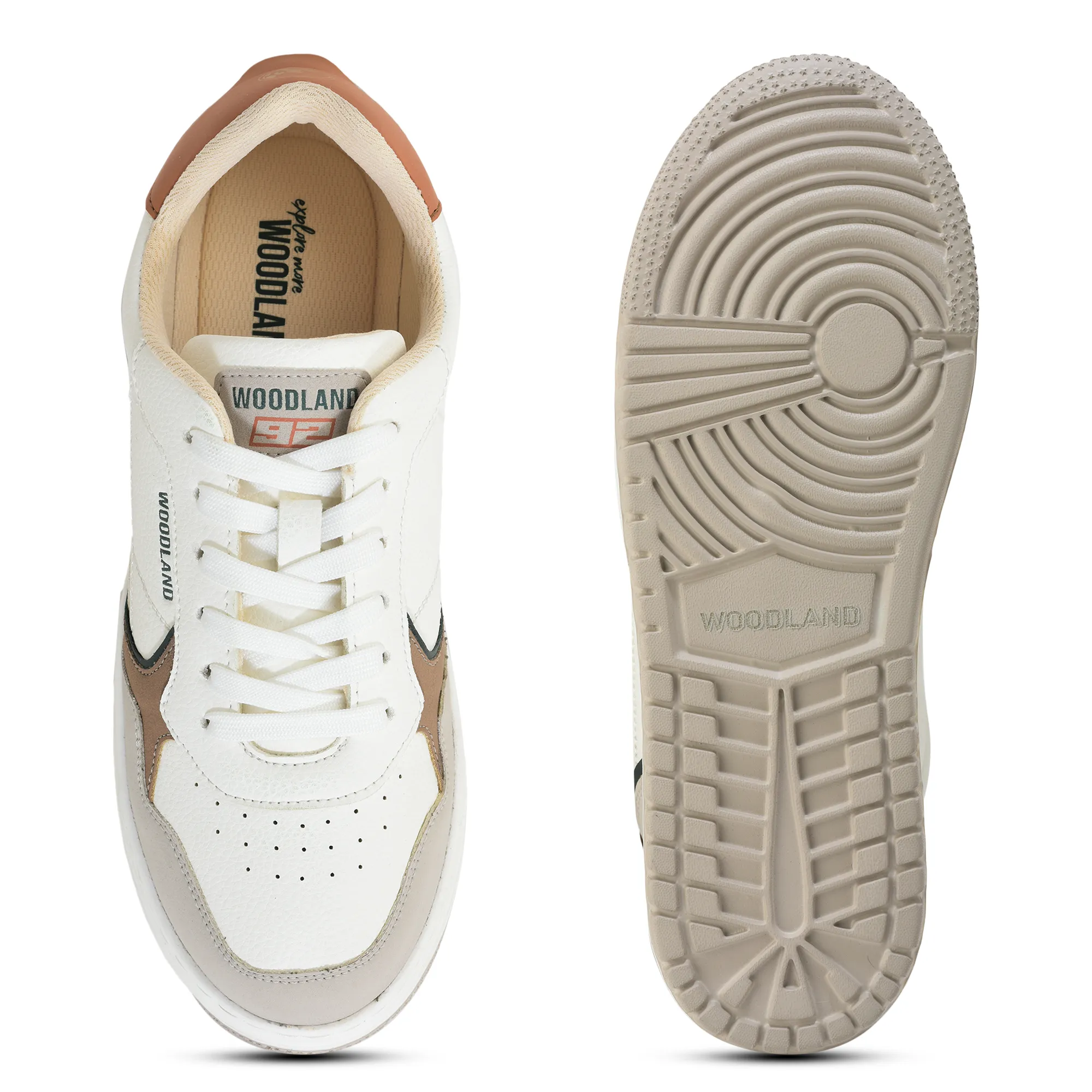 Woodland Men White/Dgreen Casual Sneakers - Thumbnail 9