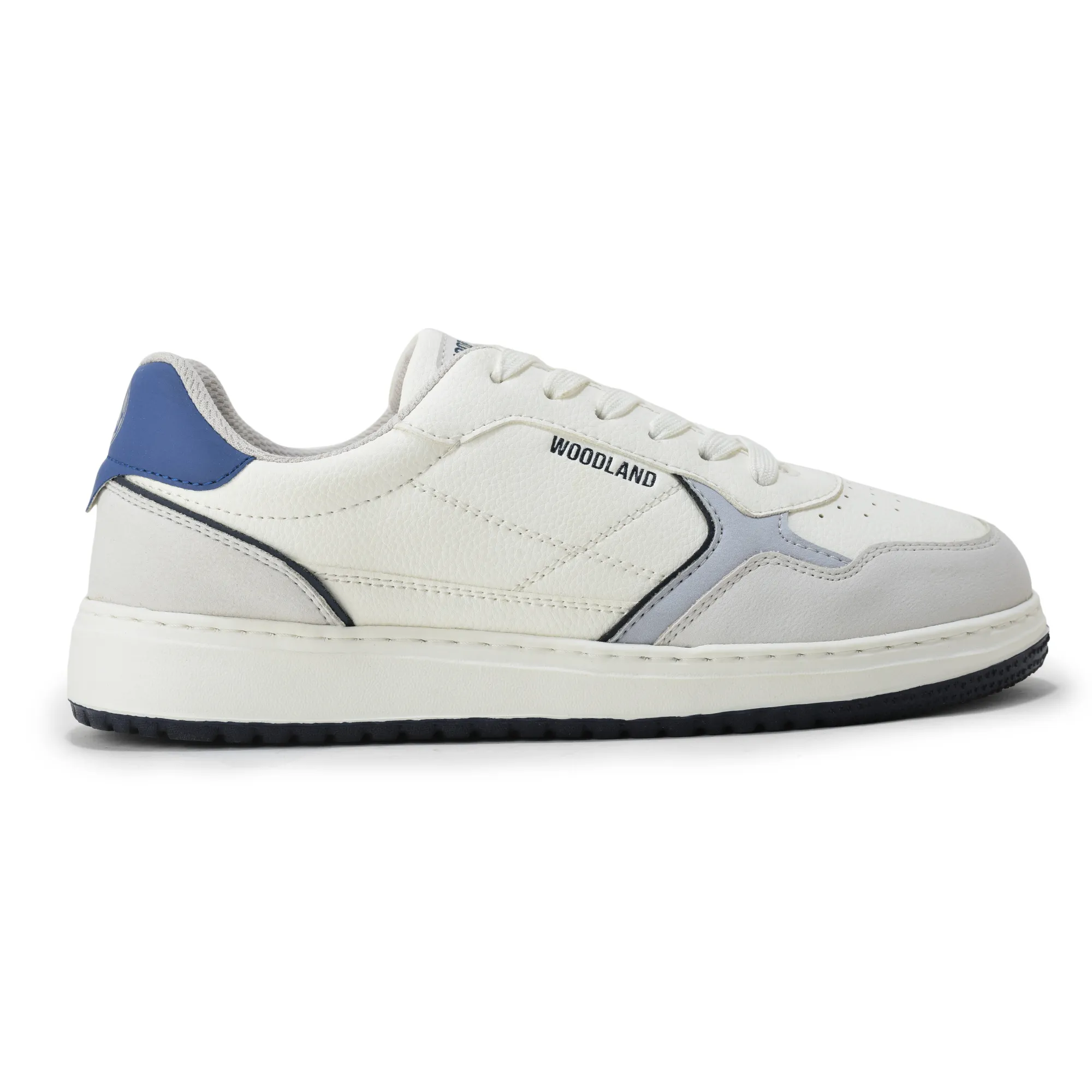 Woodland Men White/Navy Casual Sneakers - Thumbnail 2