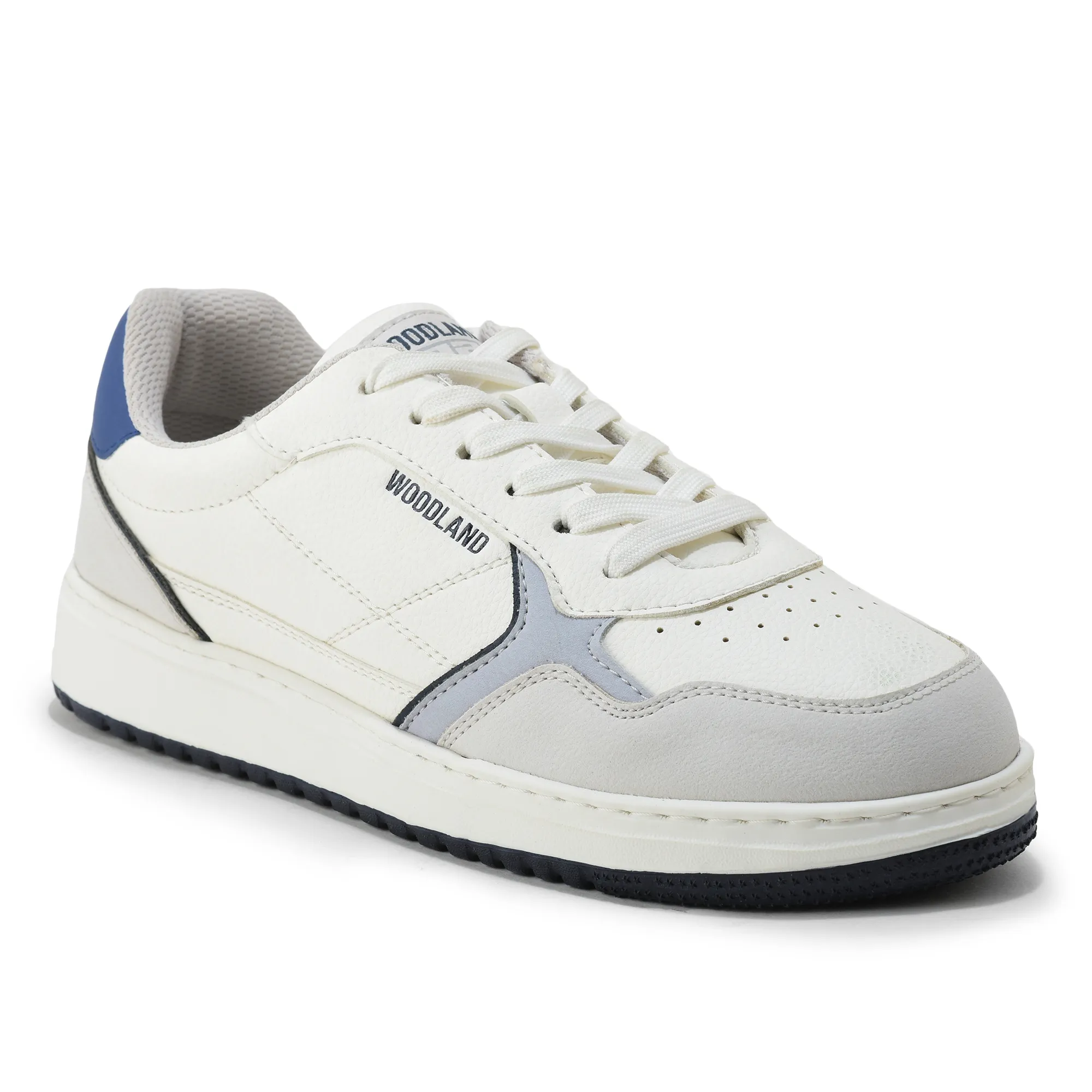 Woodland Men White/Navy Casual Sneakers - Thumbnail 3