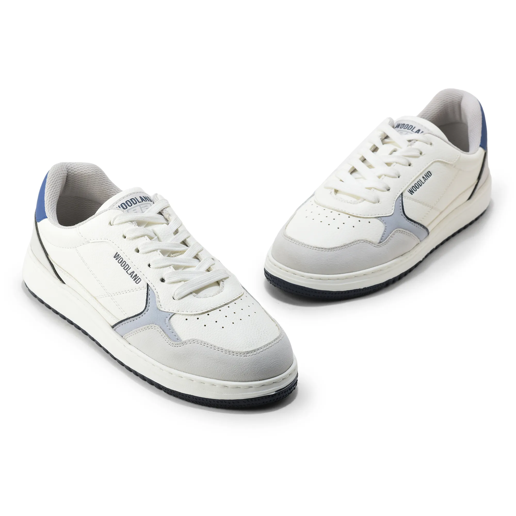 Woodland Men White/Navy Casual Sneakers - Thumbnail 4