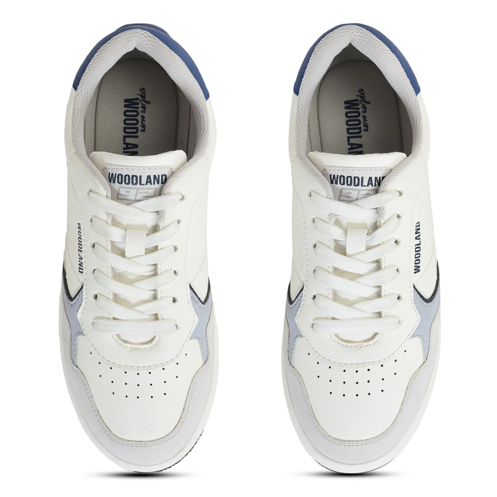 Woodland Men White/Navy Casual Sneakers - Thumbnail 5