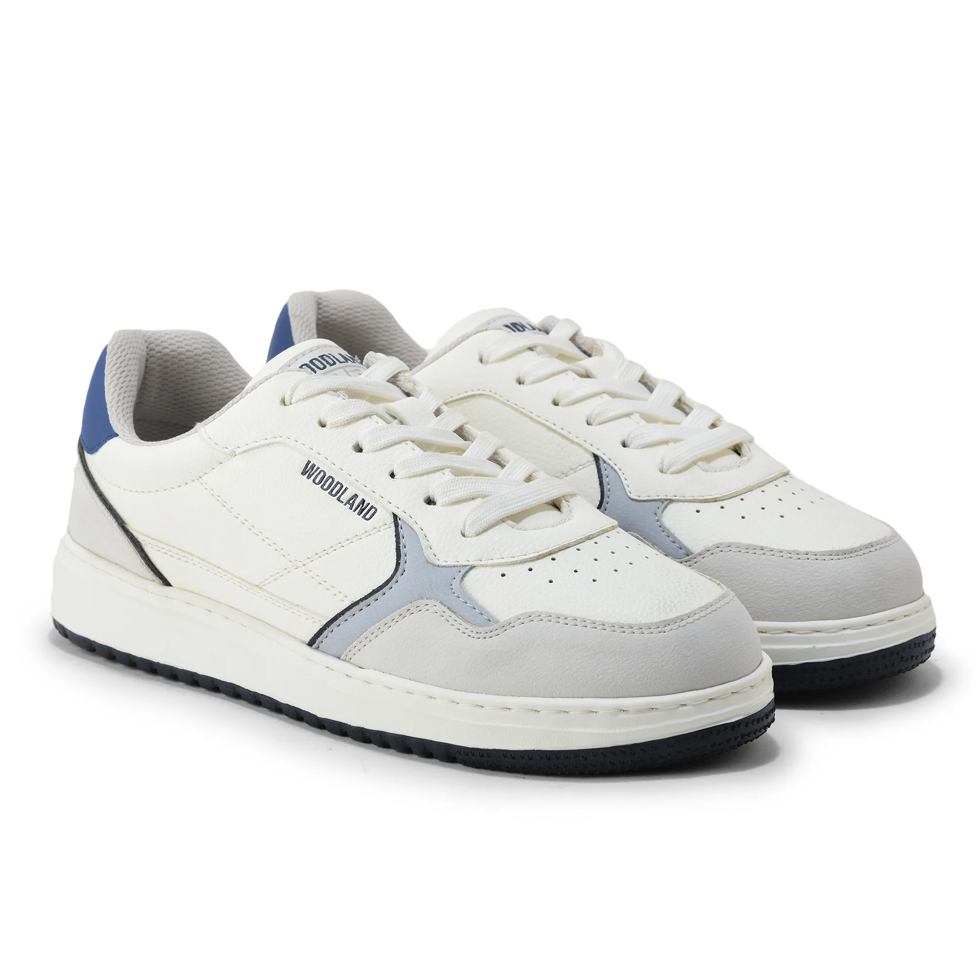 Woodland Men White/Navy Casual Sneakers - Thumbnail 8