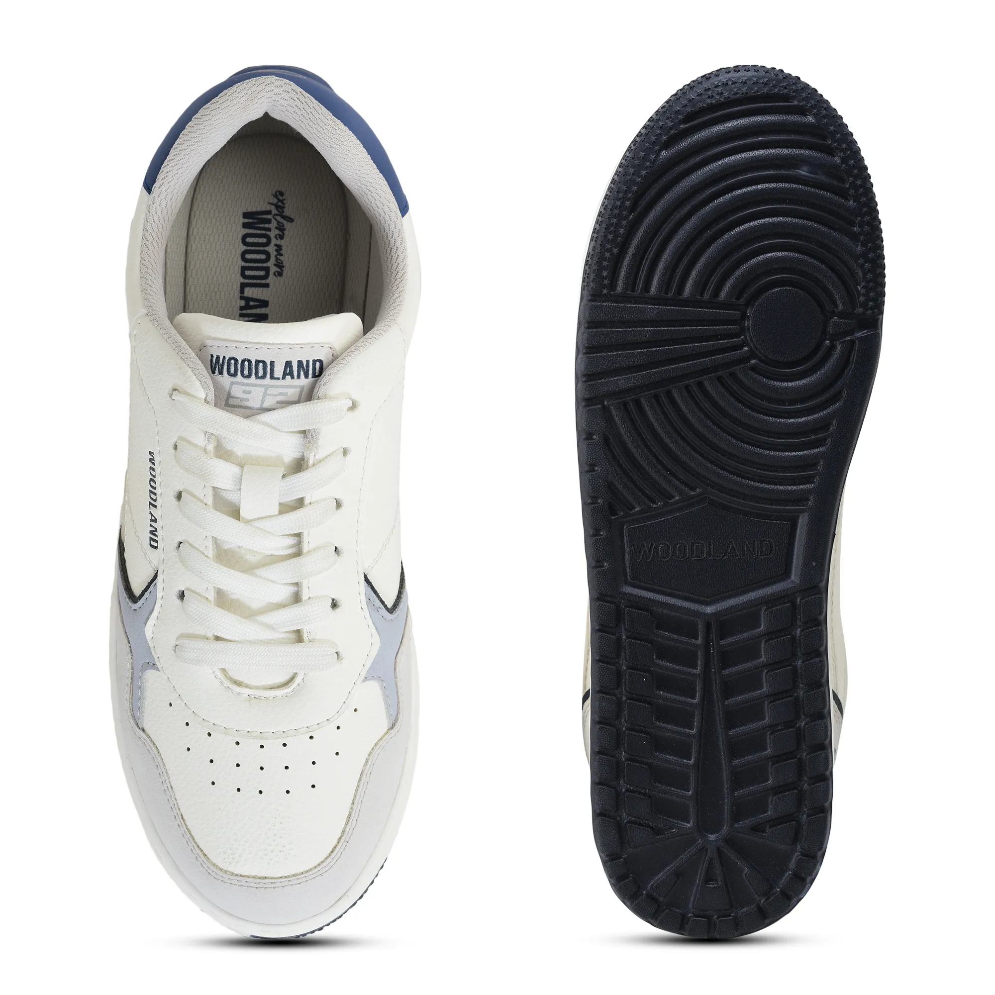 Woodland Men White/Navy Casual Sneakers - Thumbnail 9