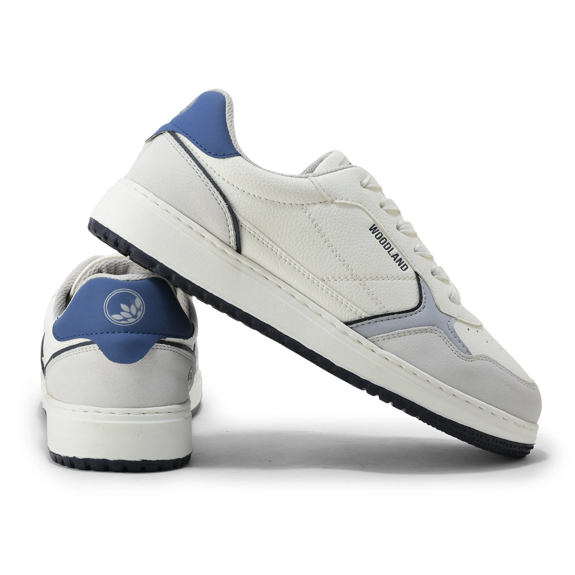 Woodland Men White/Navy Casual Sneakers - Thumbnail 10