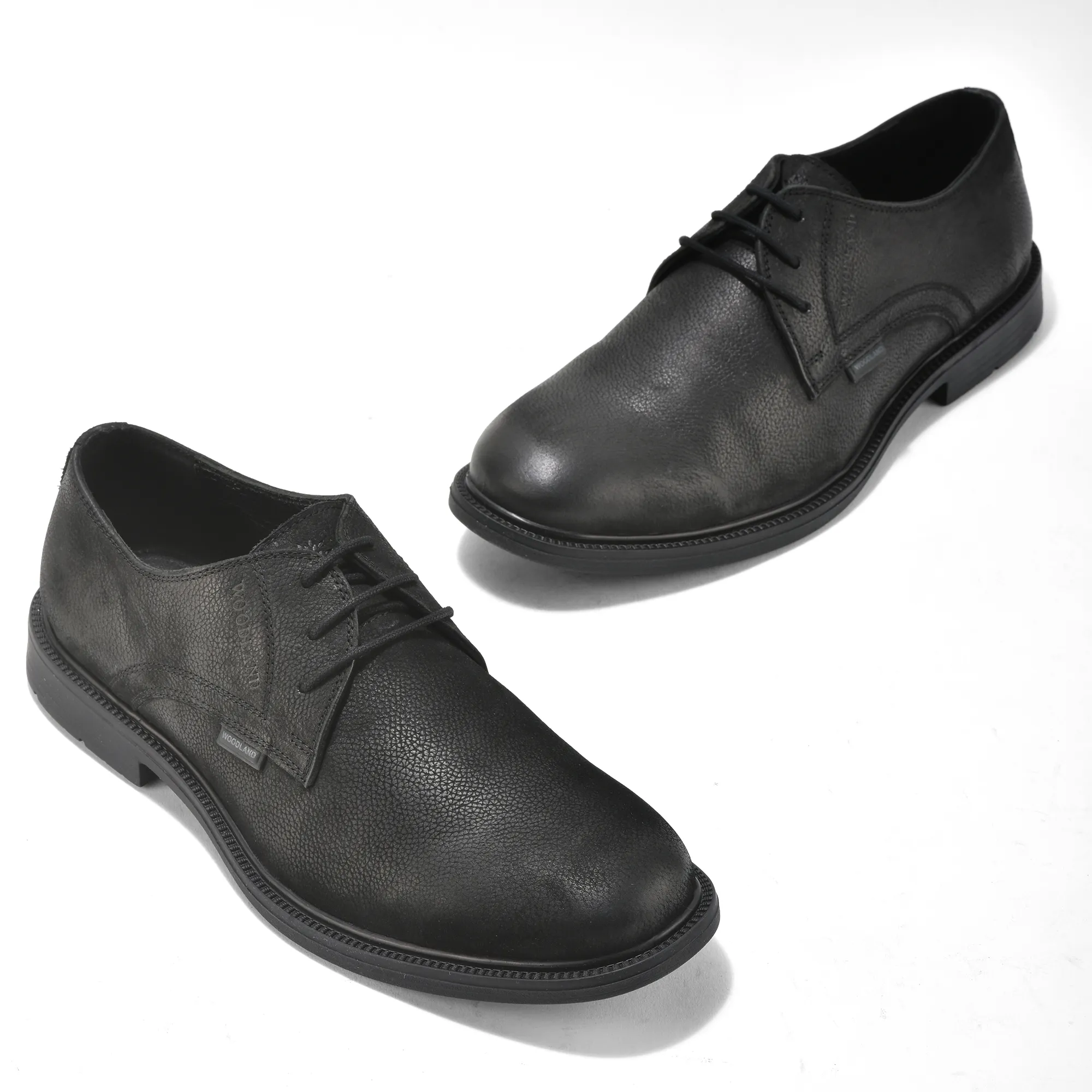 Woodland Black Classic Casual Lace Up Shoes For Men - Thumbnail 2